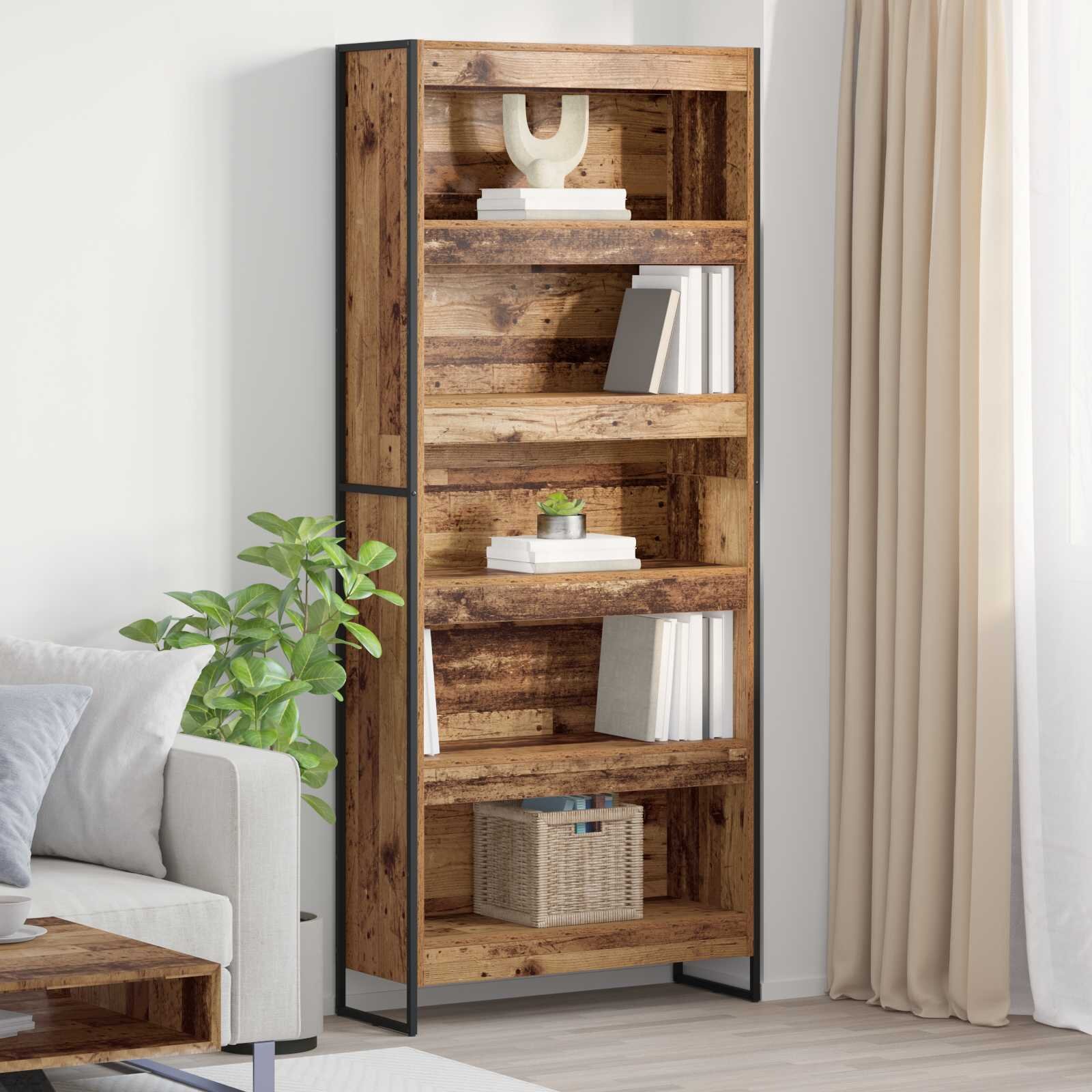 vidaXL Шкаф за книги 80 x 30 x 1895 см Инженерна дървесина
