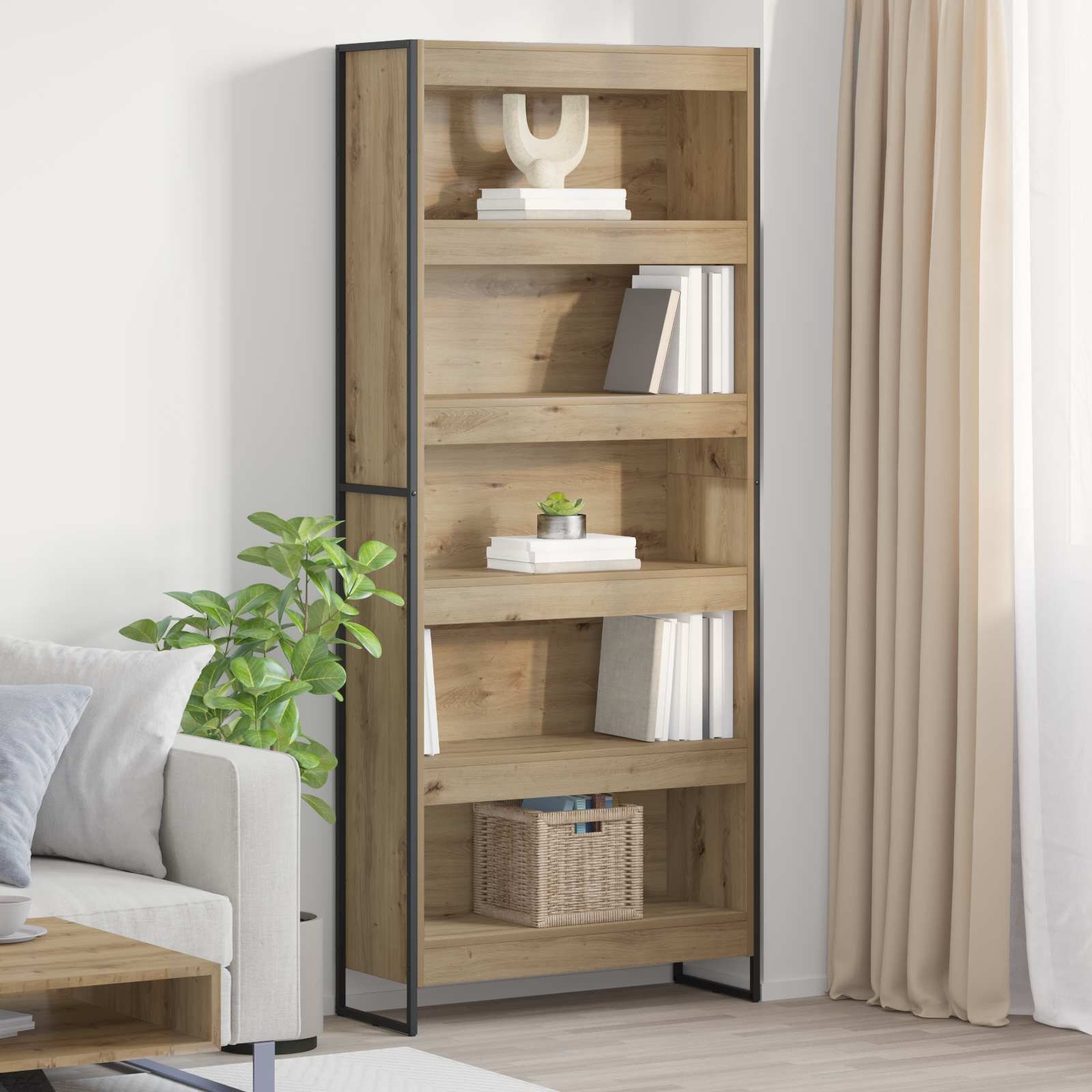 vidaXL Шкаф за книги 80 x 30 x 1895 см Инженерна дървесина