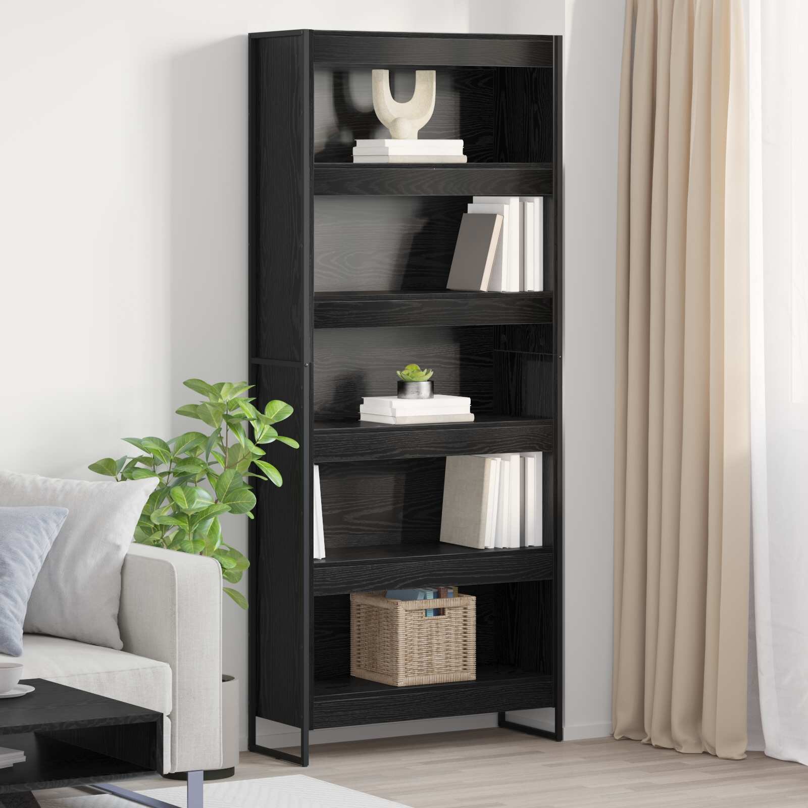 vidaXL Шкаф за книги 80 x 30 x 1895 см Инженерна дървесина Черния дъб