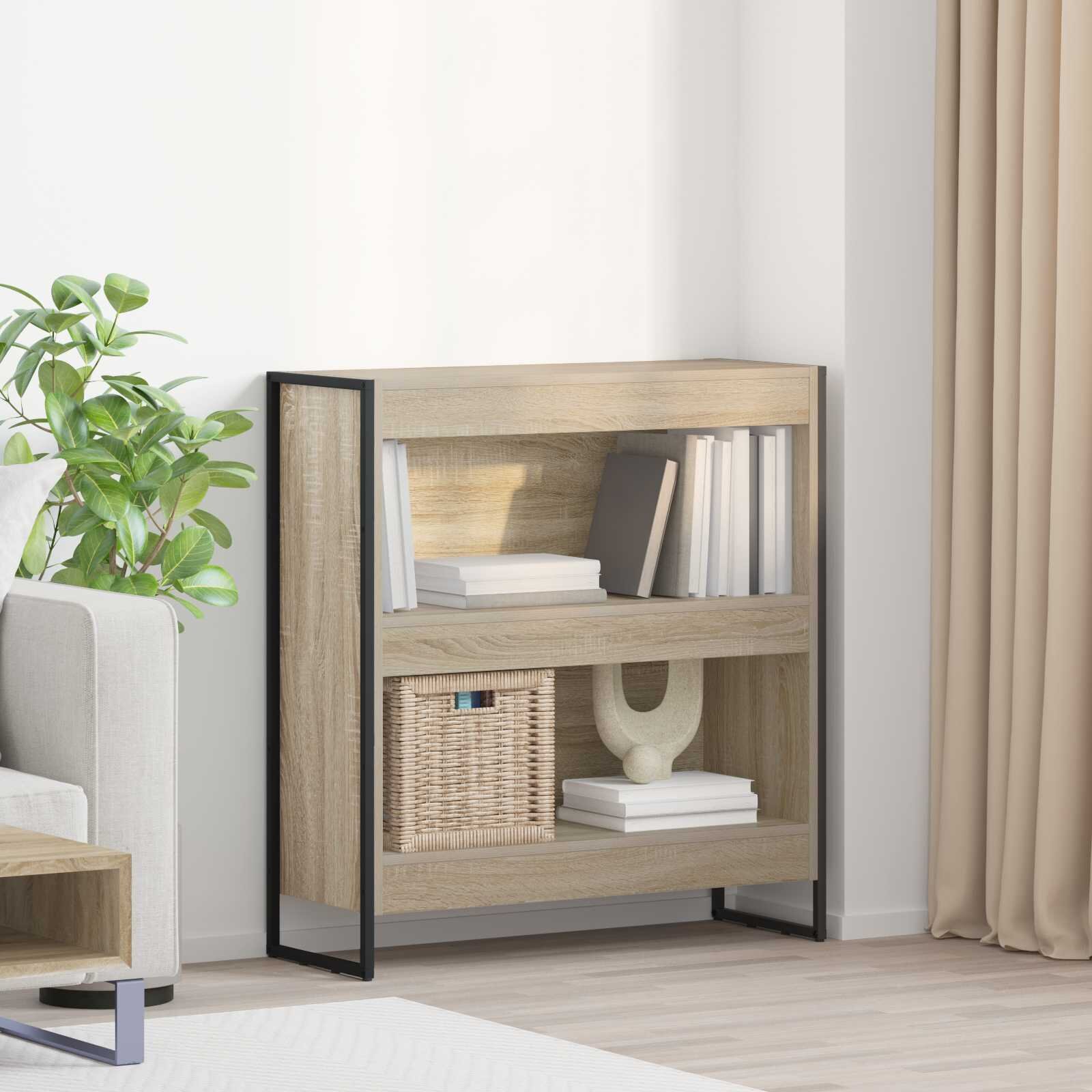 vidaXL Шкаф за книги 80 x 30 x 865 см Инженерна дървесина Сонома