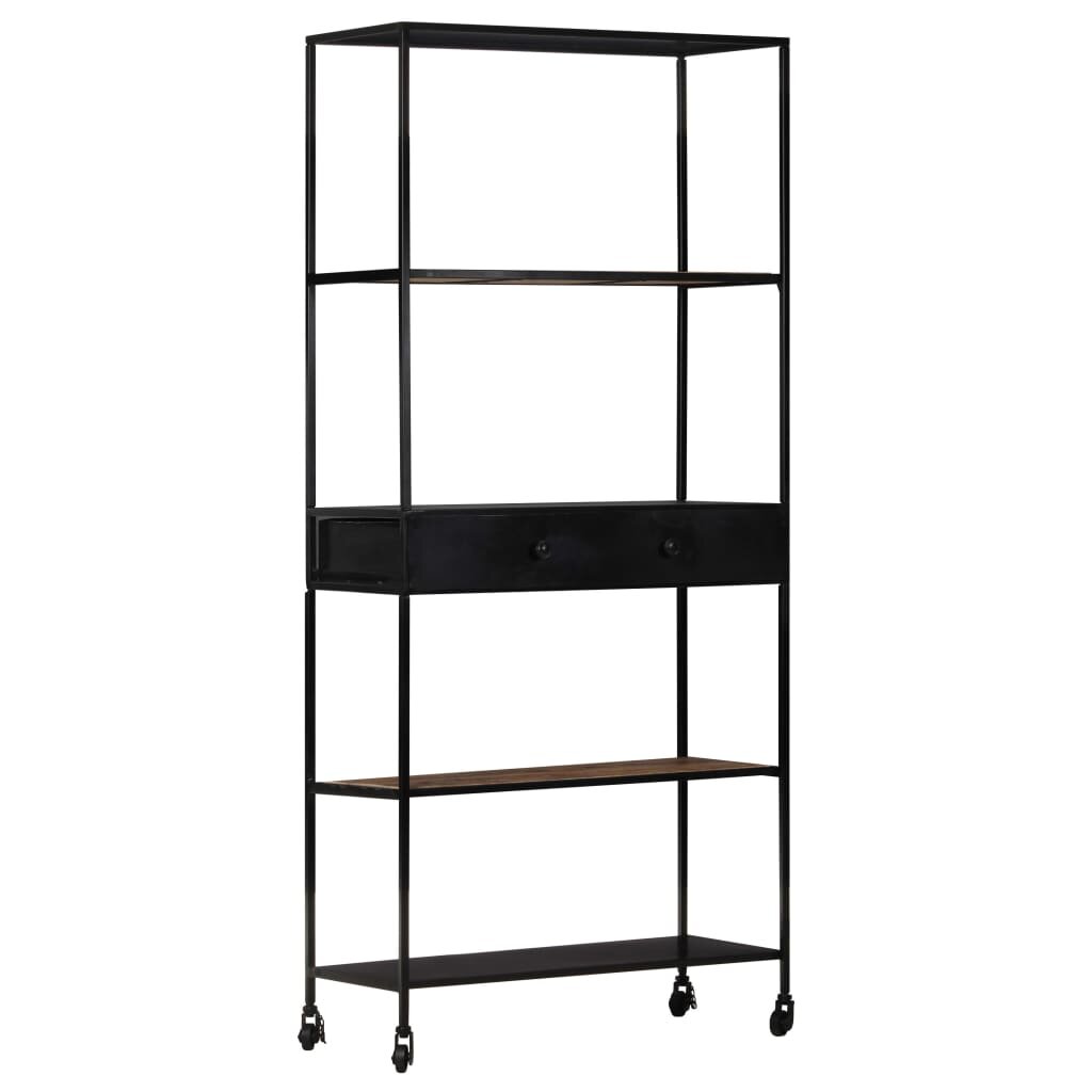 vidaXL Шкаф за книги 80x35x180 см грубо мангово дърво и желязо