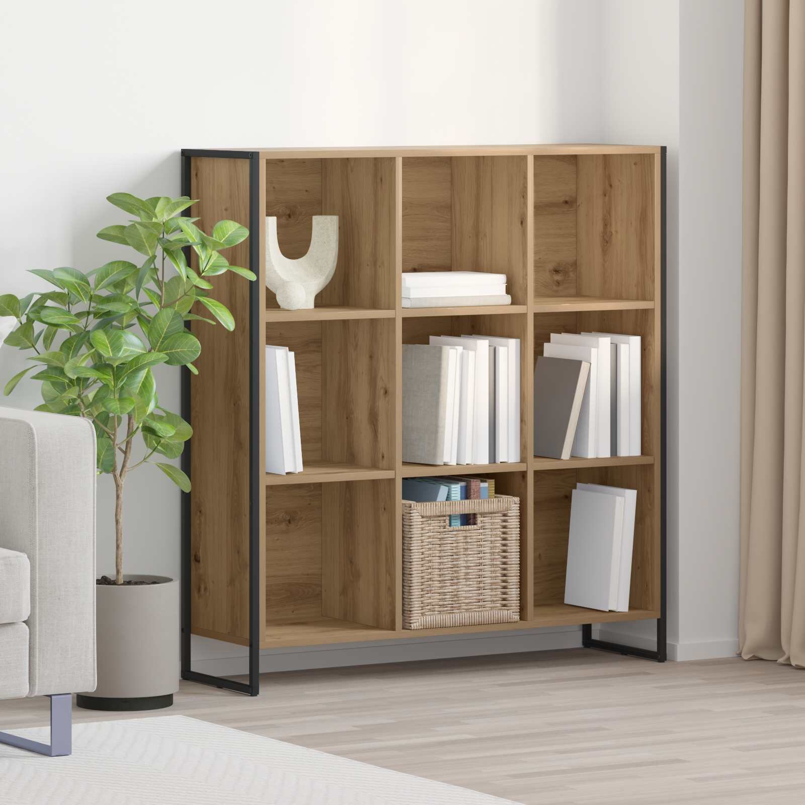 vidaXL Шкаф за книги 99.5 x 30 x 108.5 см Инженерна дървесина