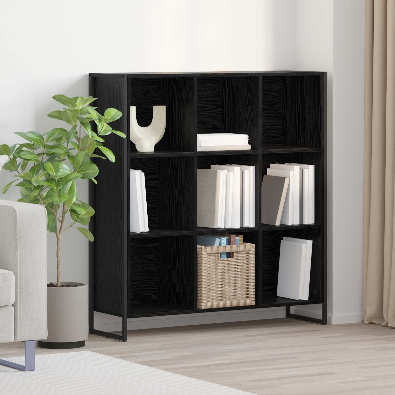 vidaXL Шкаф за книги 995 x 30 x 108 cm Инженерна дървесина Черен дъб