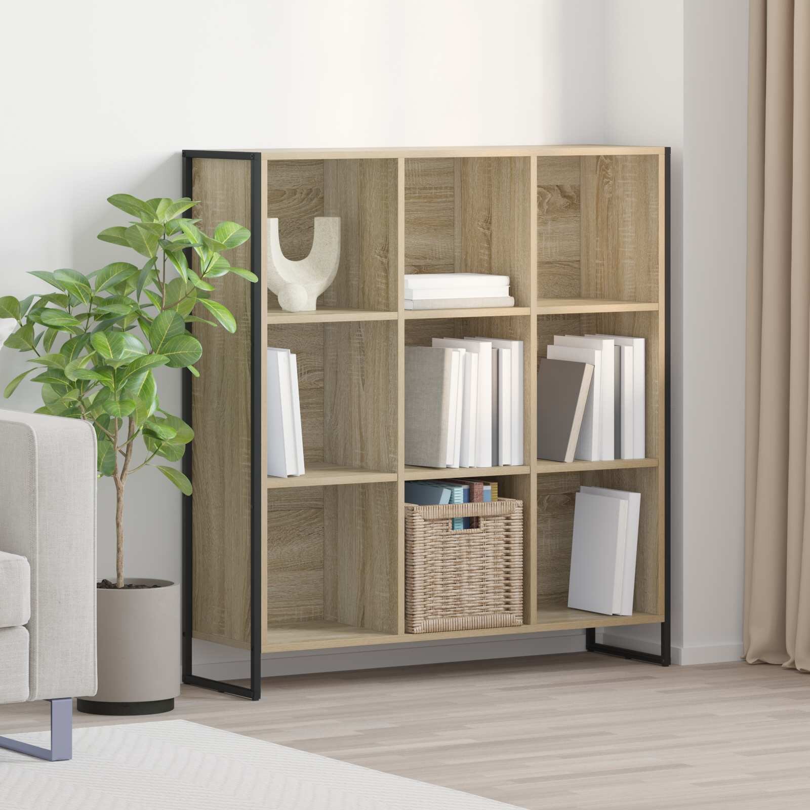 vidaXL Шкаф за книги 995 x 30 x 108 cm Инженерна дървесина Сонома