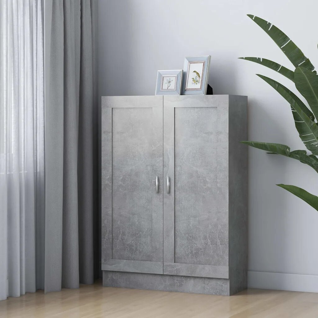 vidaXL Шкаф за книги бетонно сив 825x305x115 см инженерно дърво