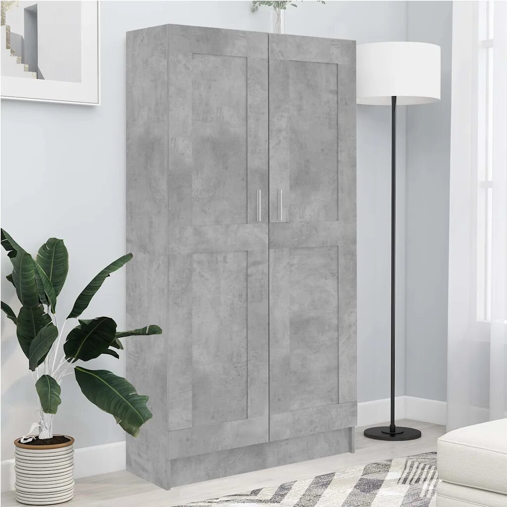 vidaXL Шкаф за книги бетонно сив 825x305x150 см инженерно дърво