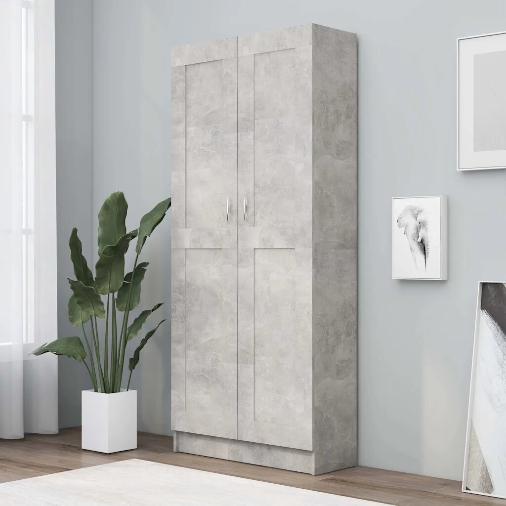 vidaXL Шкаф за книги бетонно сив 825x305x1855 см инженерно дърво