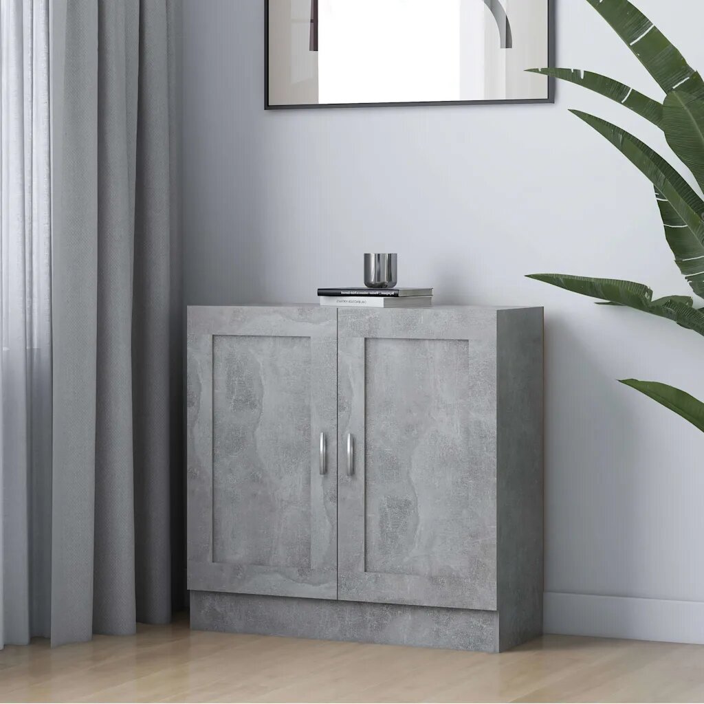 vidaXL Шкаф за книги бетонно сив 825x305x80 см инженерно дърво