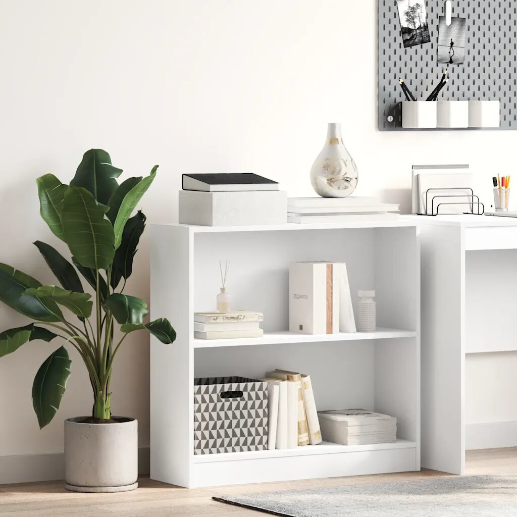 vidaXL Шкаф за книги бял 80x24x75 cm Инженерна дървесина