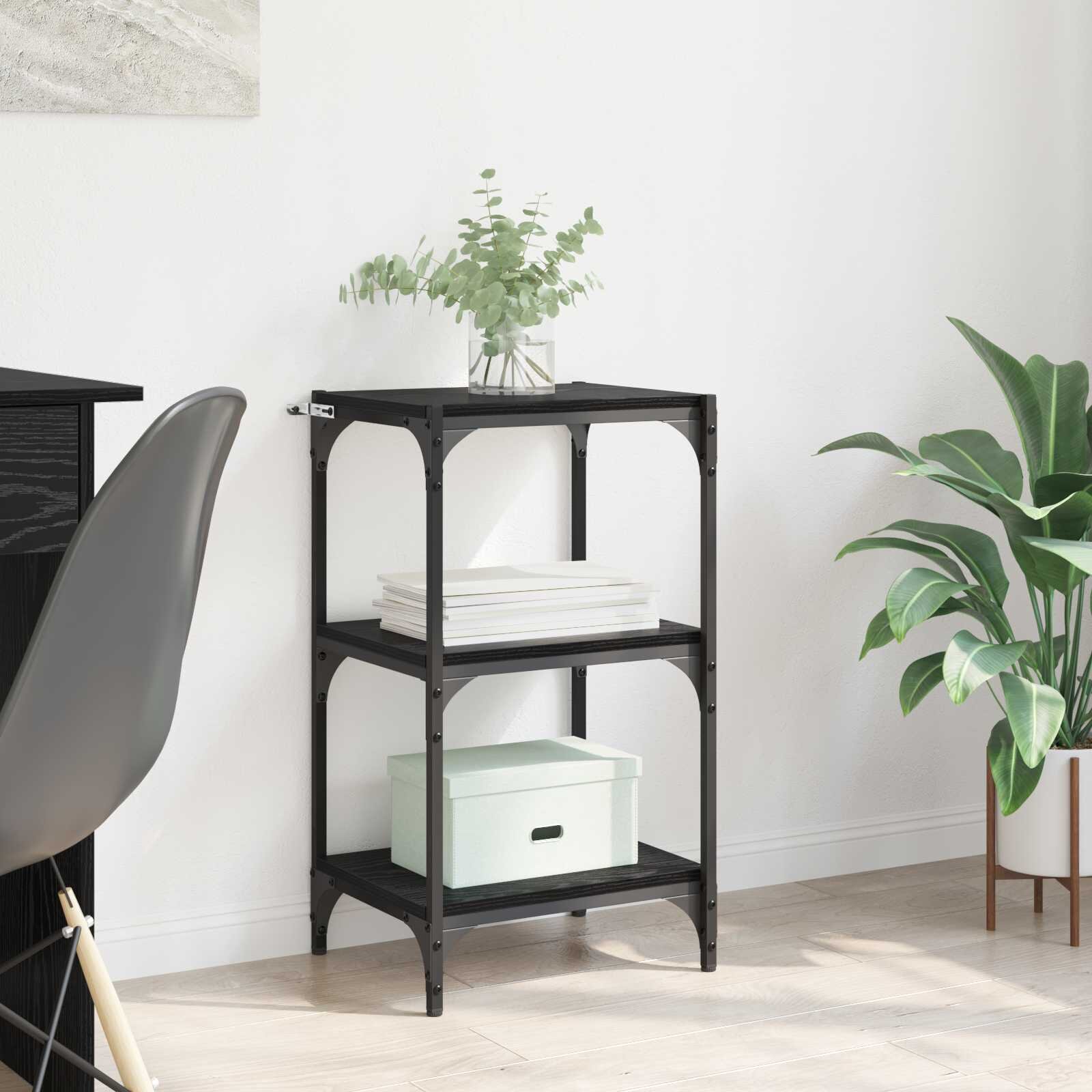 vidaXL Шкаф за книги Черен дъб 40 x 33 x 705 см