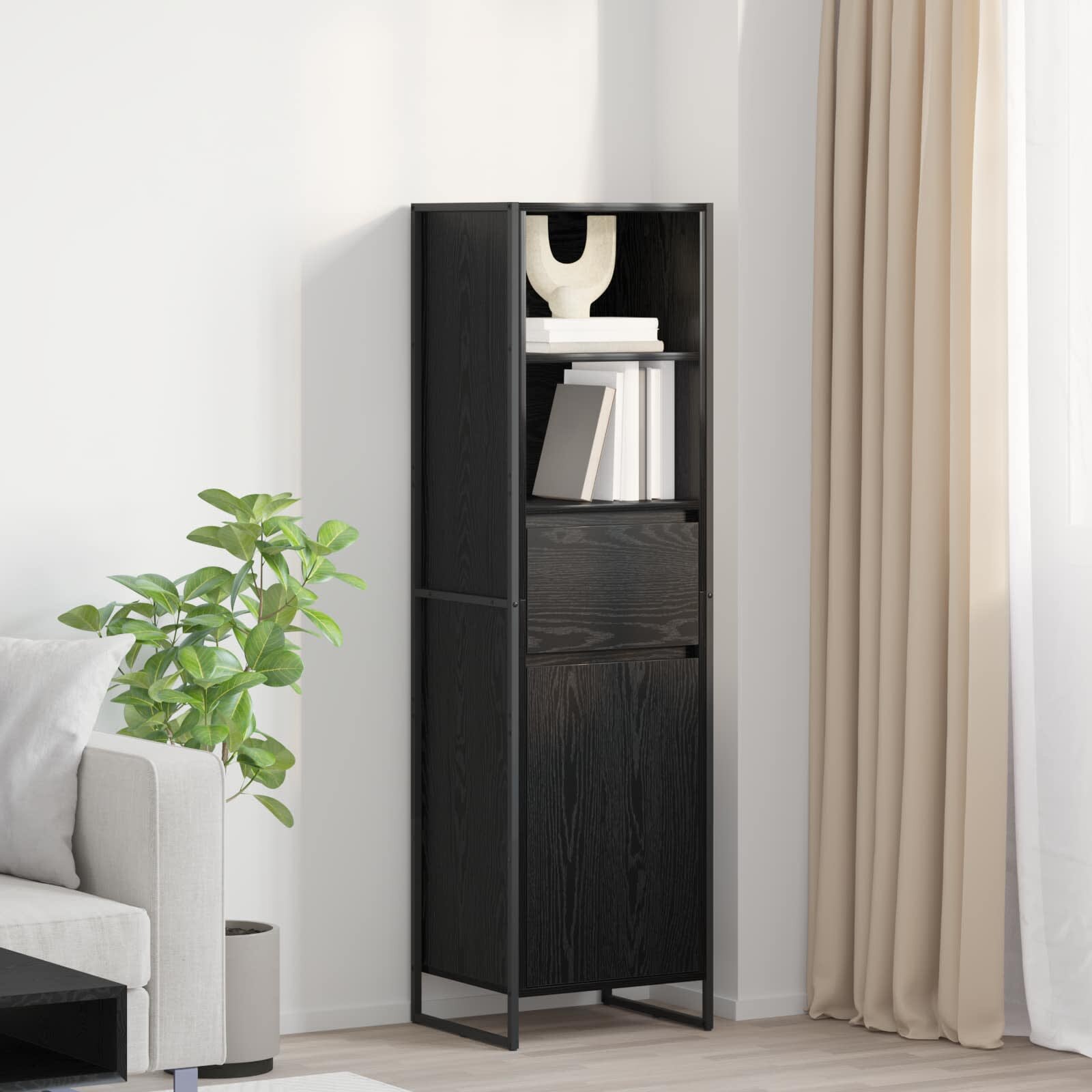 vidaXL Шкаф за книги Черния дъб 43 x 36 x 150.5 см Инженерна дървесина
