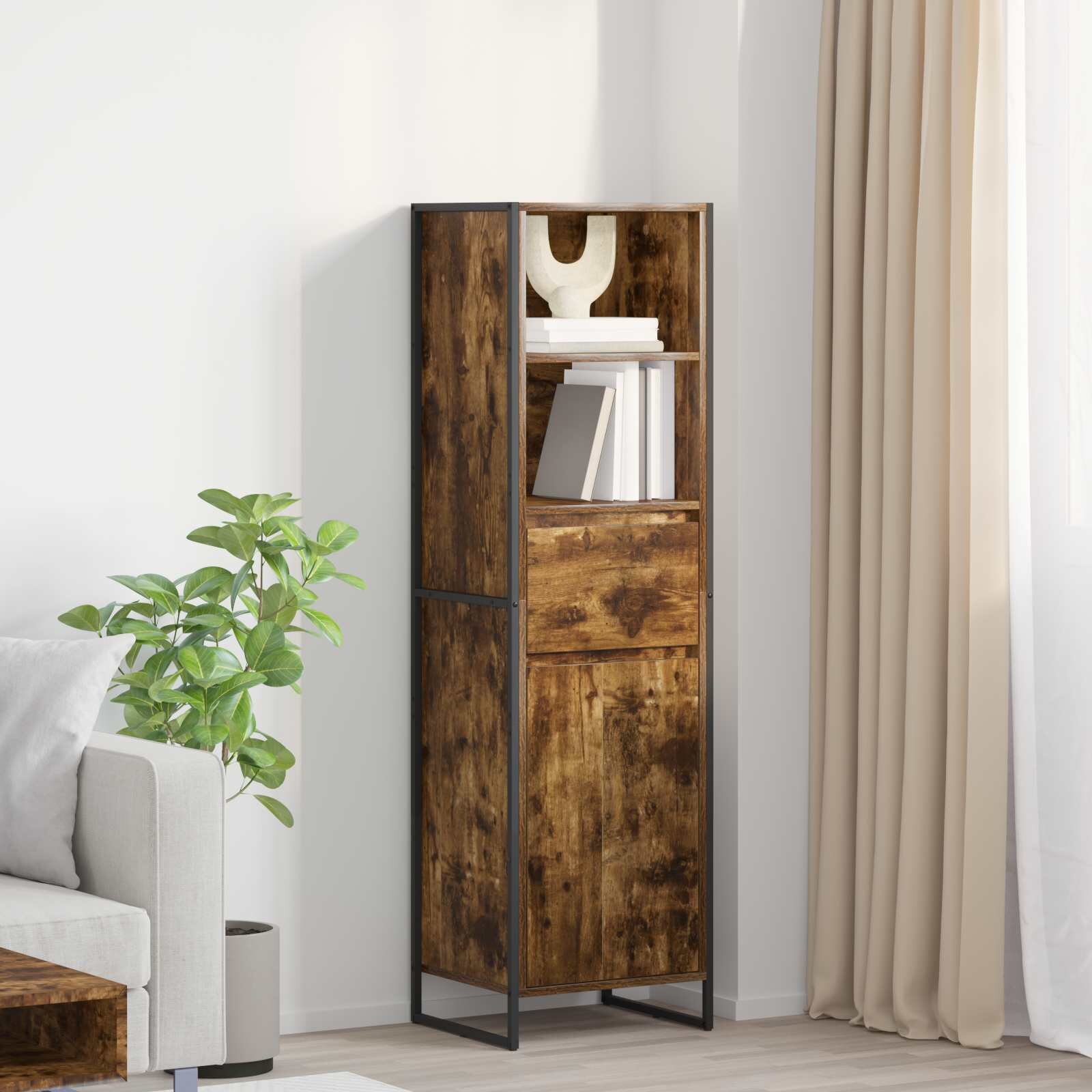 vidaXL Шкаф за книги Димящ дъб 43 x 36 x 150.5 см Инженерна дървесина