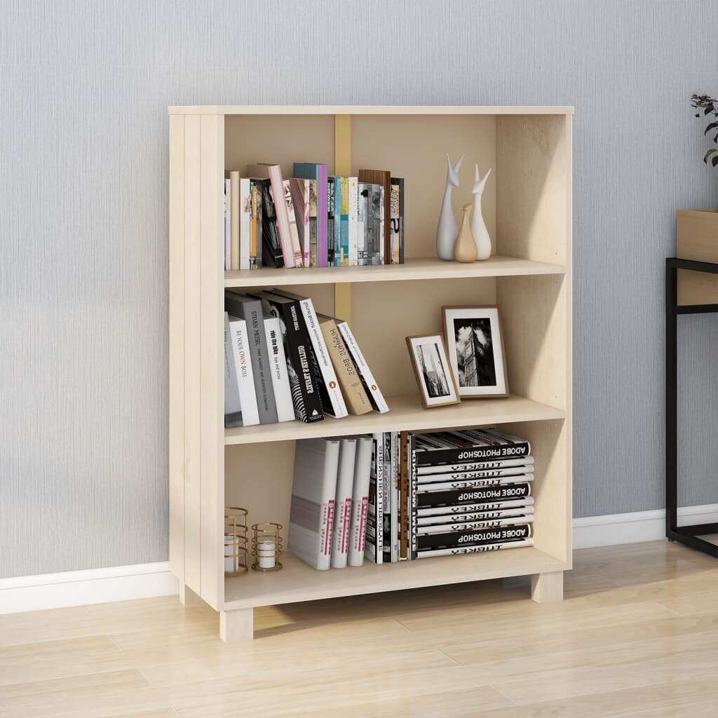 vidaXL Шкаф за книги HAMAR меденокафяв 85x35x112 см бор масив