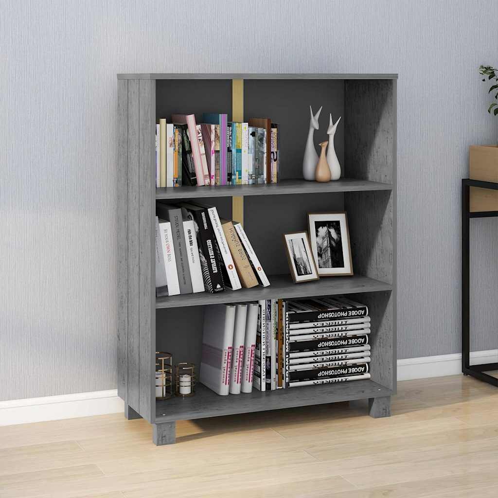 vidaXL Шкаф за книги HAMAR тъмносив 85x35x112 см борово дърво масив