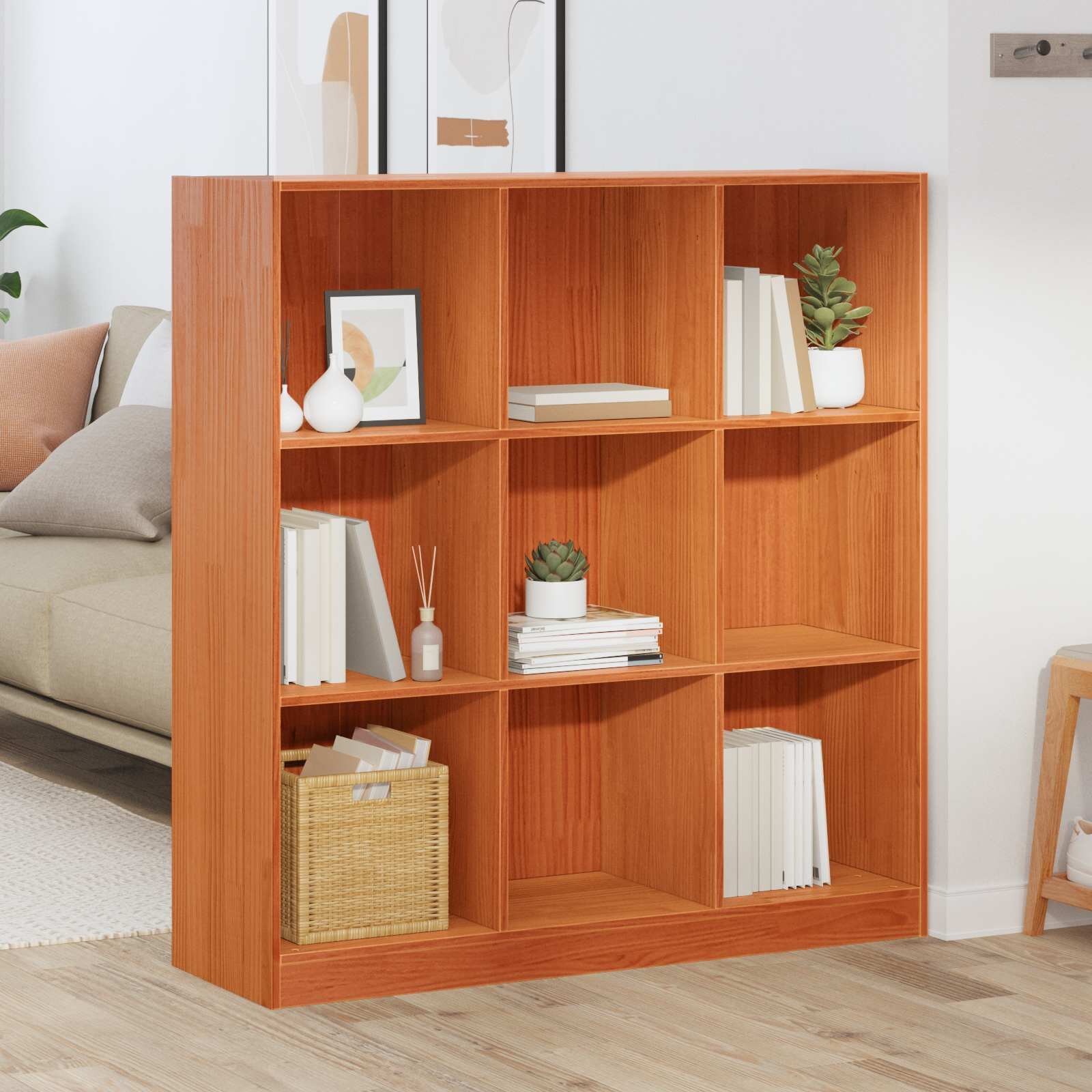 vidaXL Шкаф за книги Кафяво с восъчно покритие 104 x 33 x 110 см