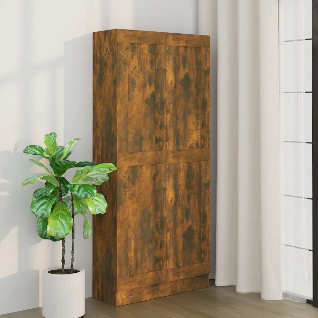 vidaXL Шкаф за книги опушен дъб 825x305x1855 см инженерно дърво
