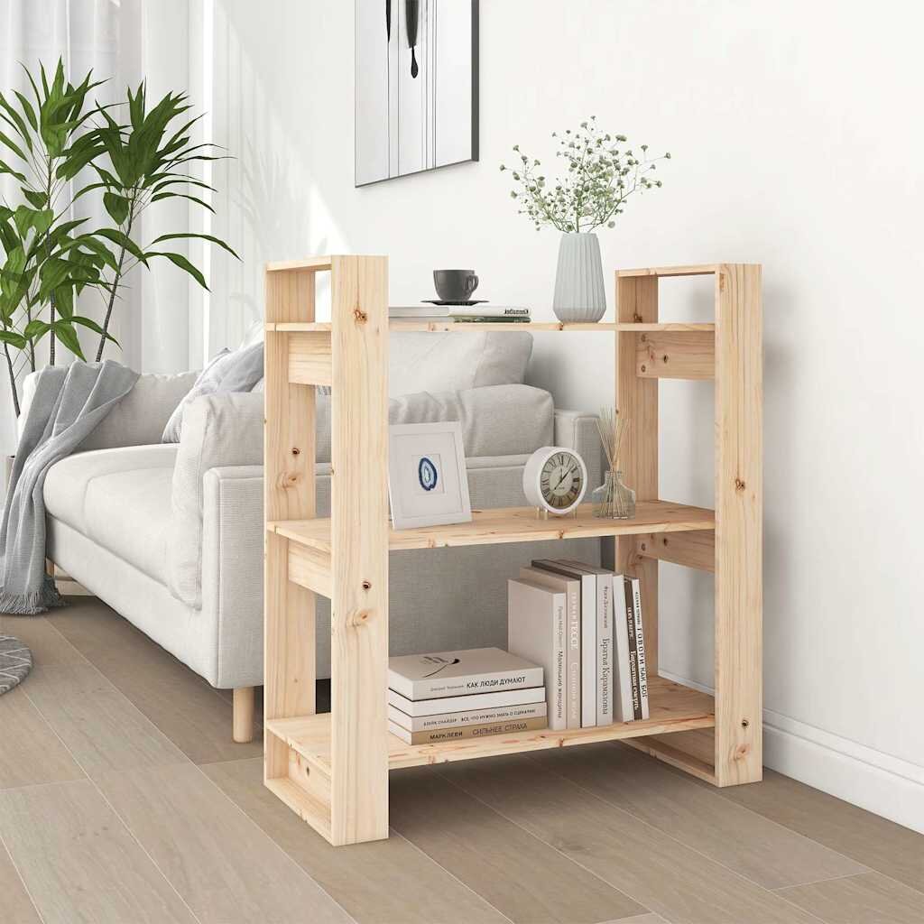 vidaXL Шкаф за книги/Преграда за стая 80x35x91 см масивна дървесина бор