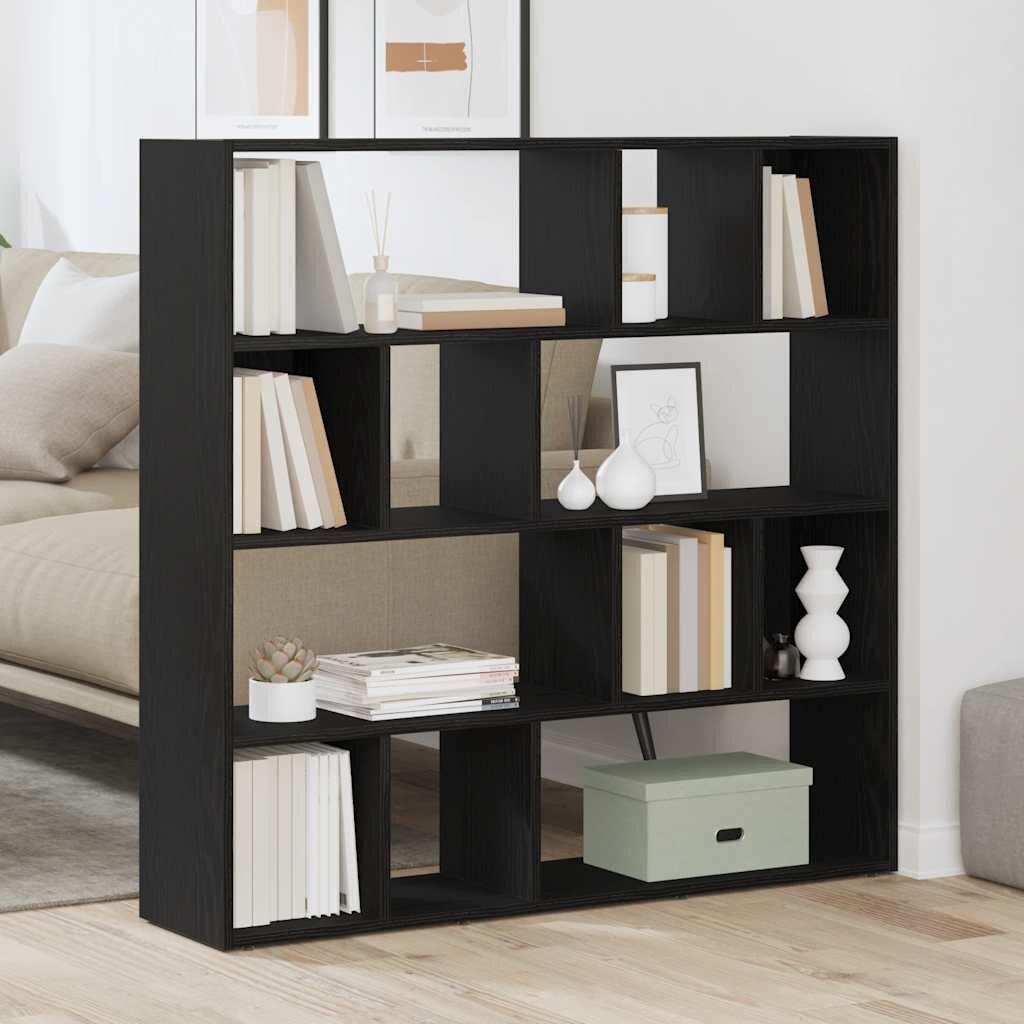 vidaXL Шкаф за книги/Преграда за стая черен дъб 105x24x102 см