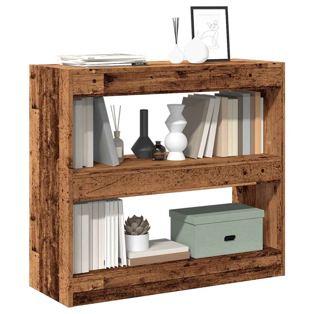 vidaXL Шкаф за книги/разделител на стаи Старо дърво 80x30x72 cm