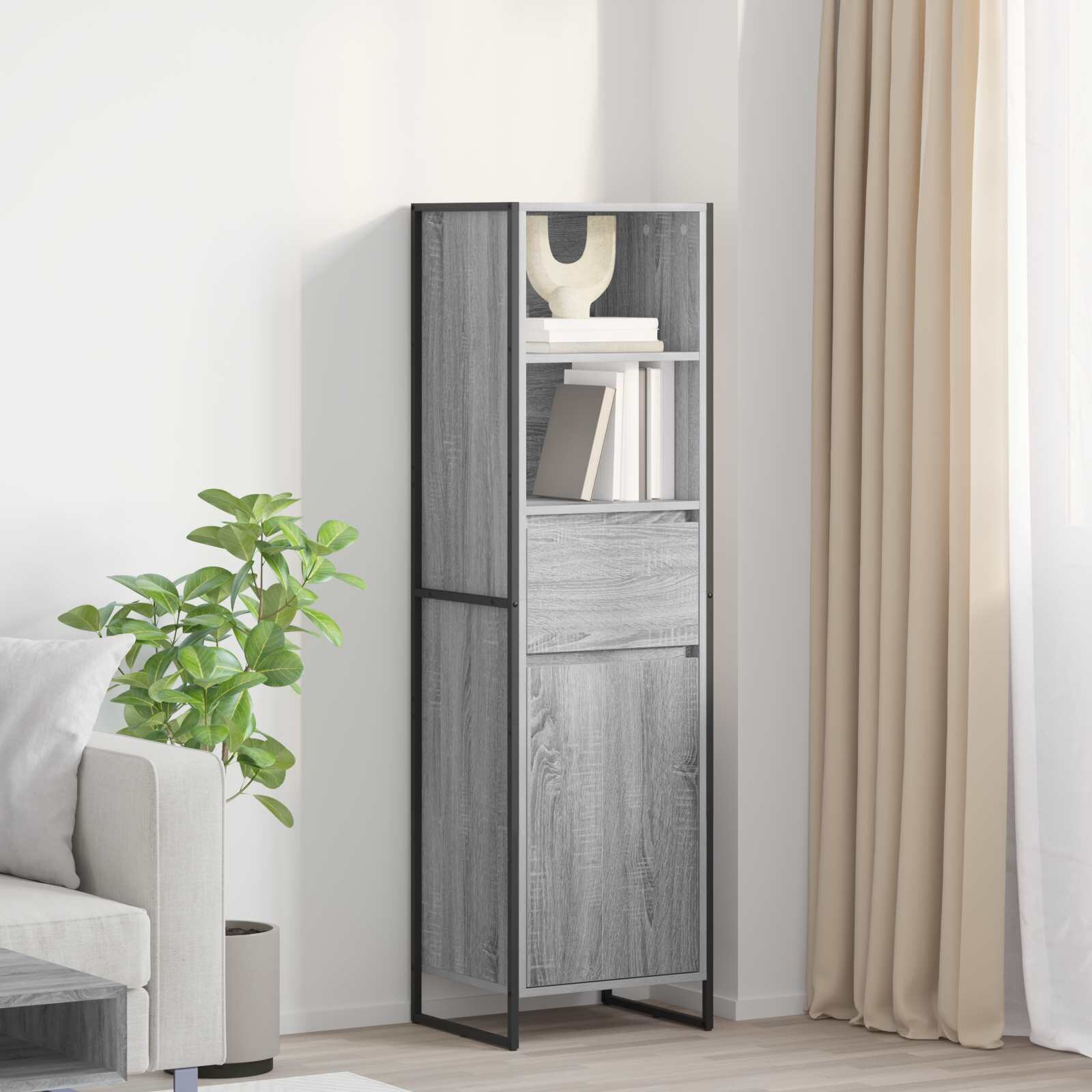 vidaXL Шкаф за книги Сив Сонома 43 x 36 x 150.5 см Инженерна дървесина
