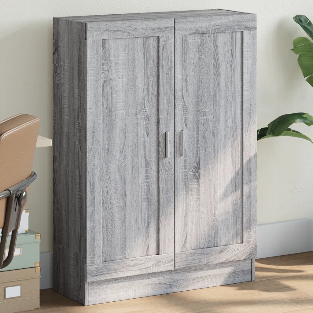 vidaXL Шкаф за книги сив сонома 825x305x115 см инженерно дърво