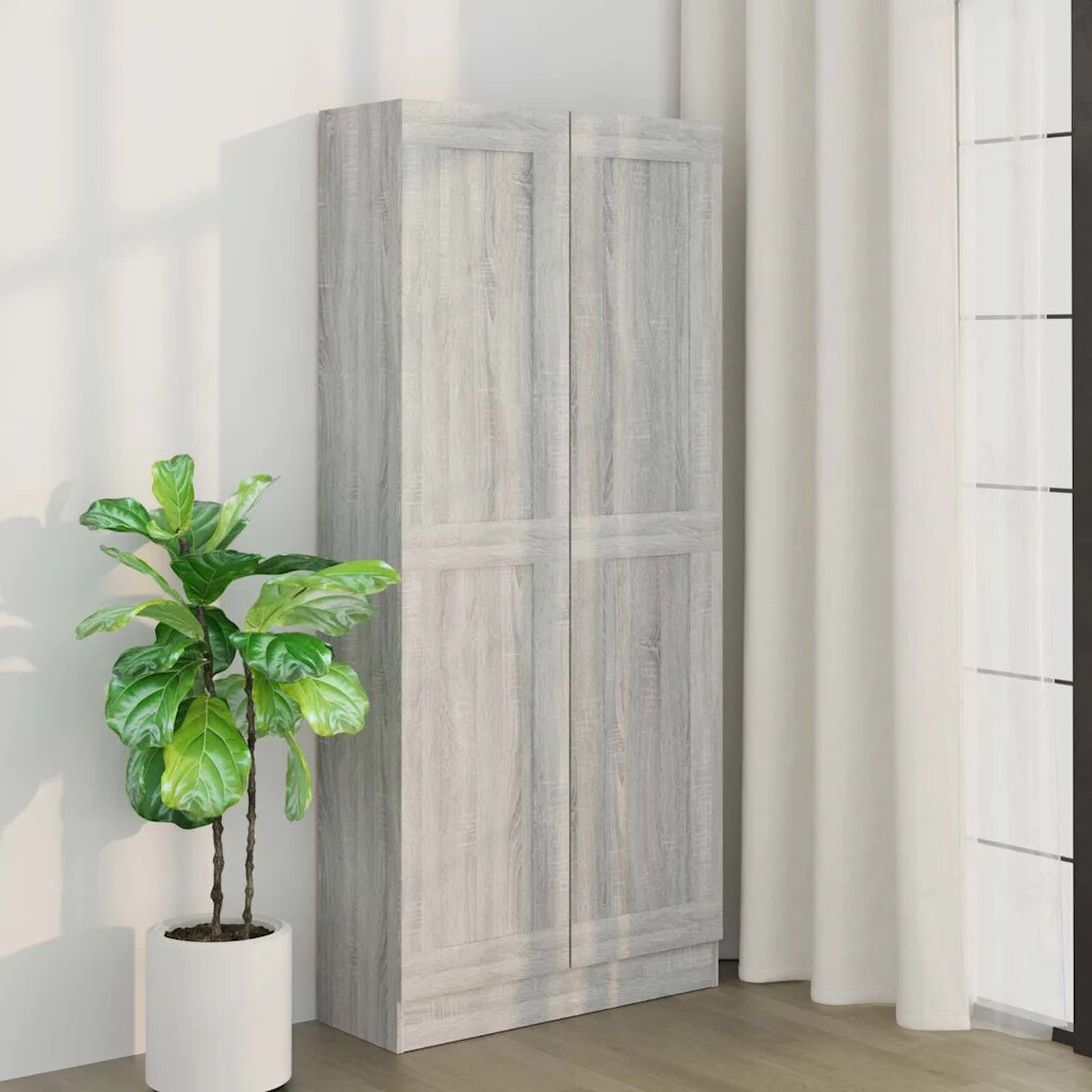 vidaXL Шкаф за книги сив сонома 825x305x1855 см инженерно дърво