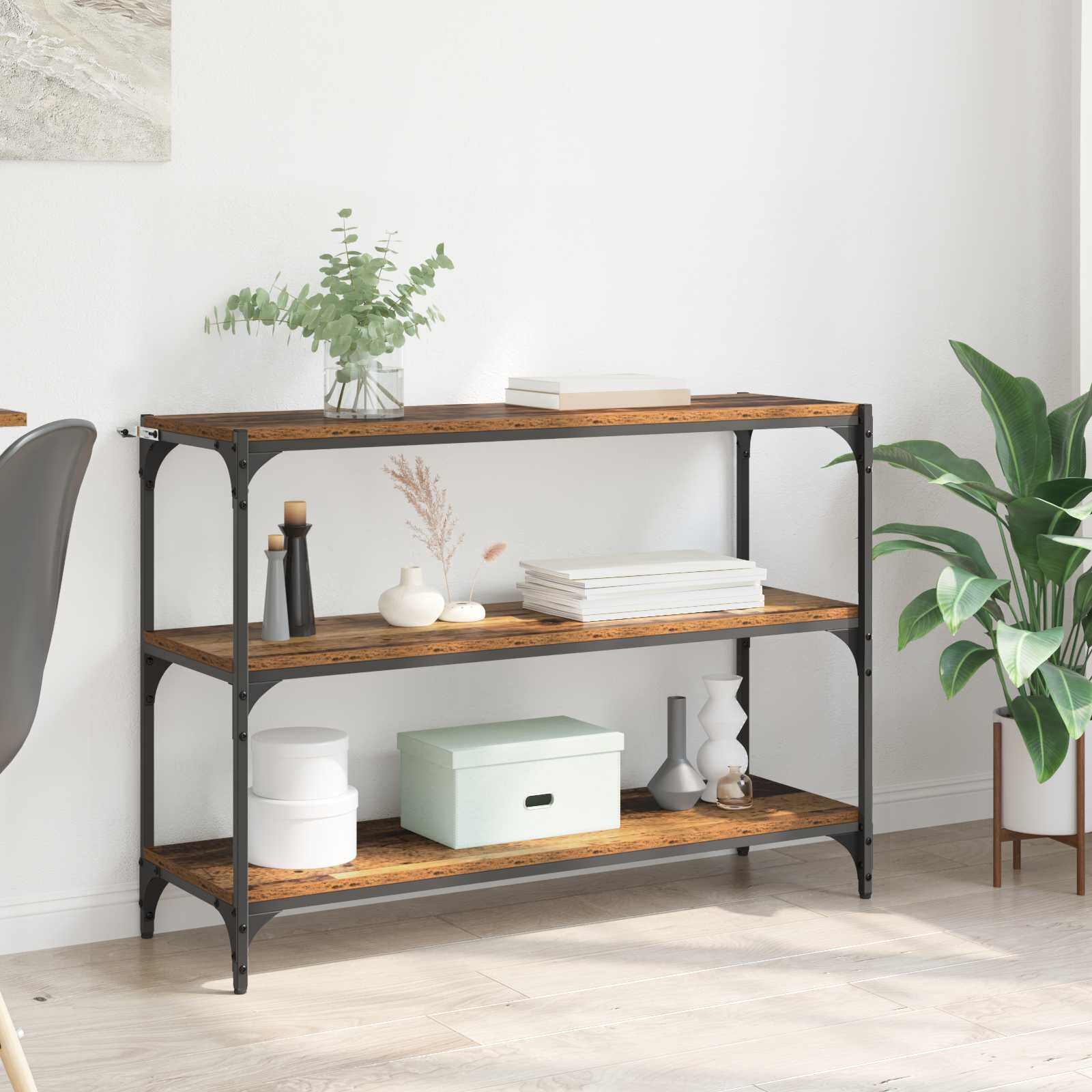 vidaXL Шкаф за книги Старо дърво 100 x 33 x 705 см