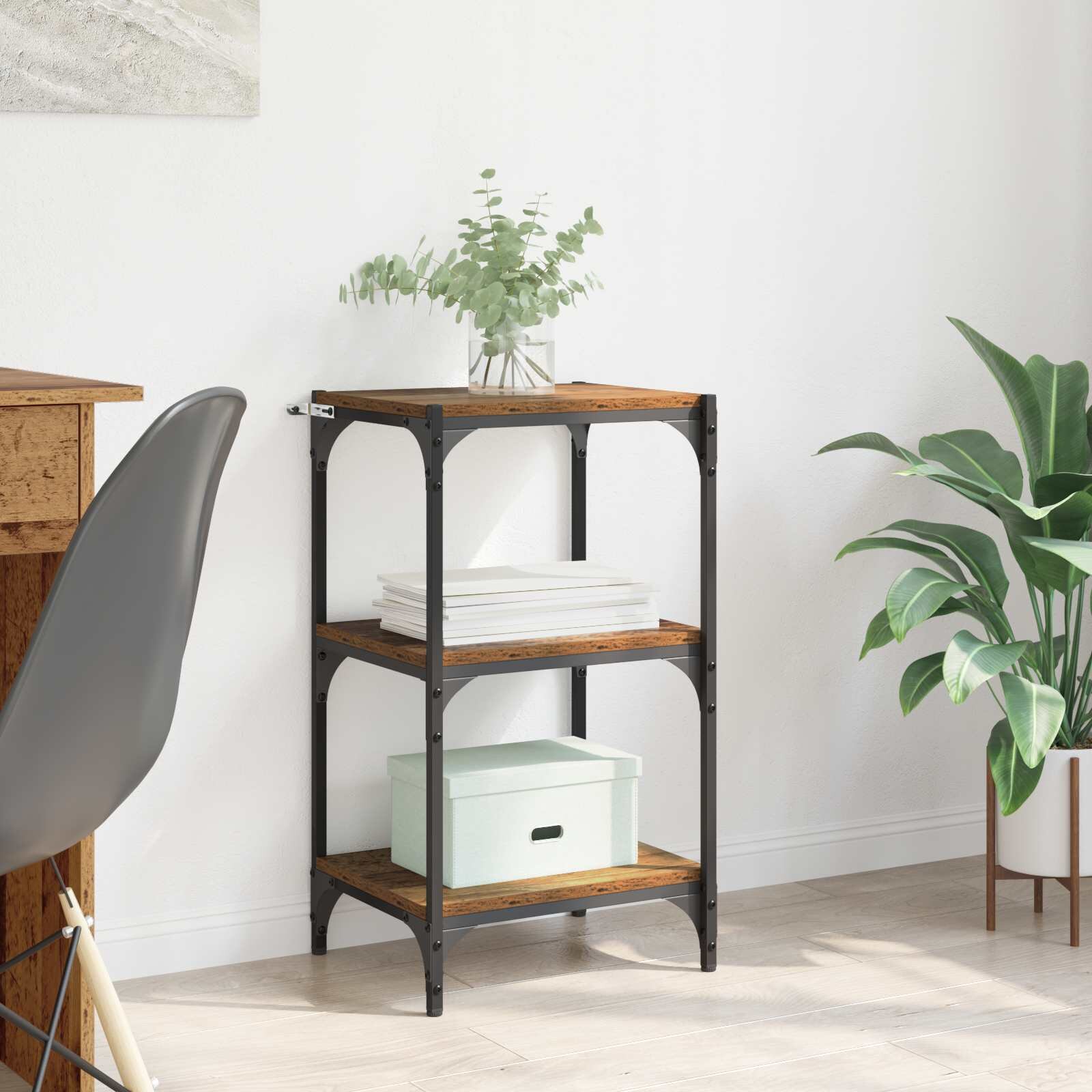 vidaXL Шкаф за книги Старо дърво 40 x 33 x 705 см