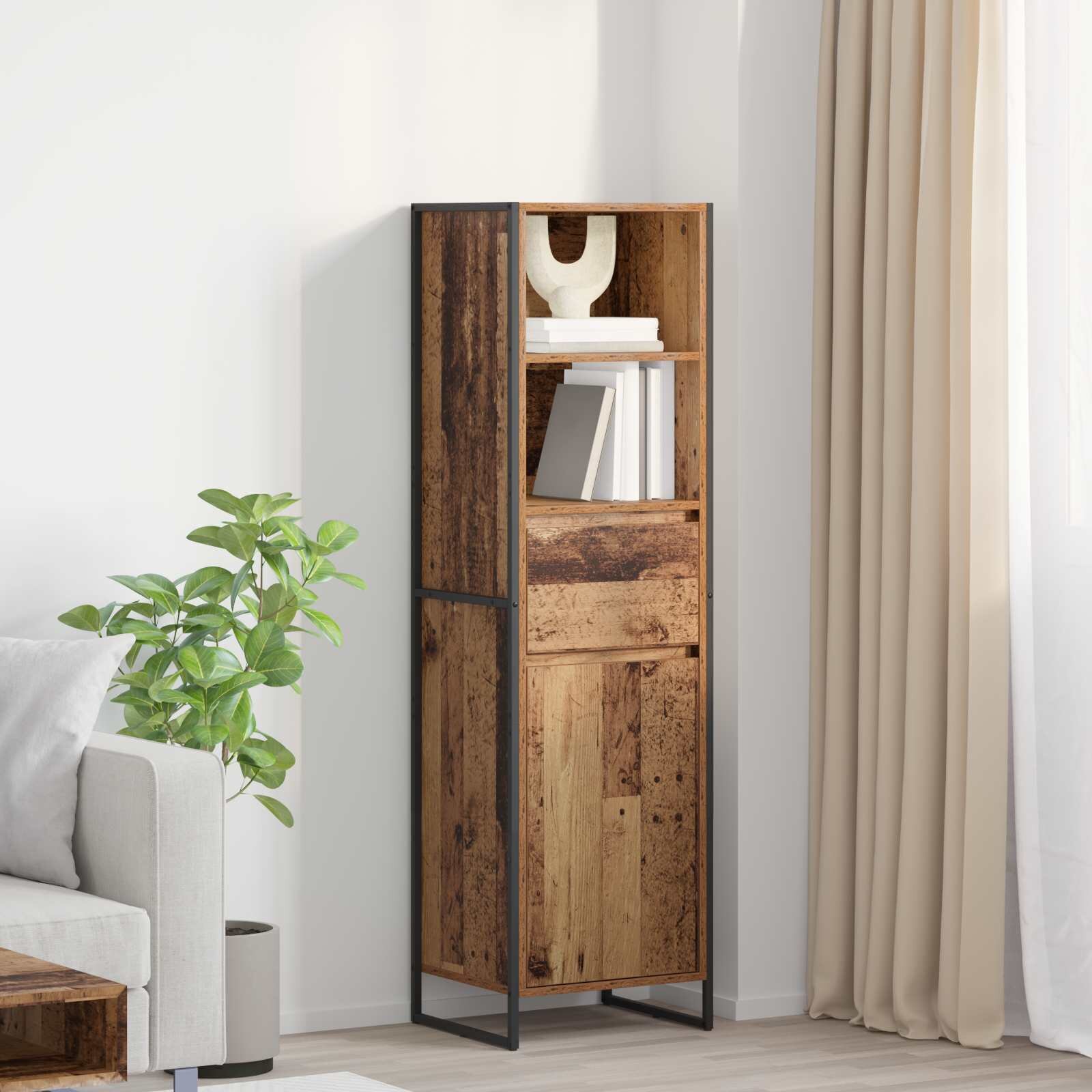 vidaXL Шкаф за книги Старо дърво 43 x 36 x 150.5 см