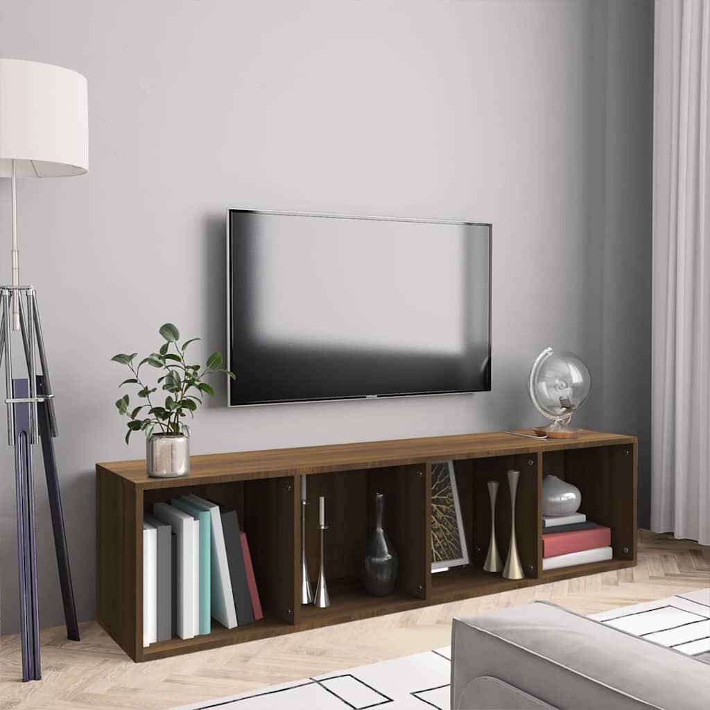 vidaXL Шкаф за книги/ТВ шкаф кафяво дъб 143x30x36 см инженерно дърво