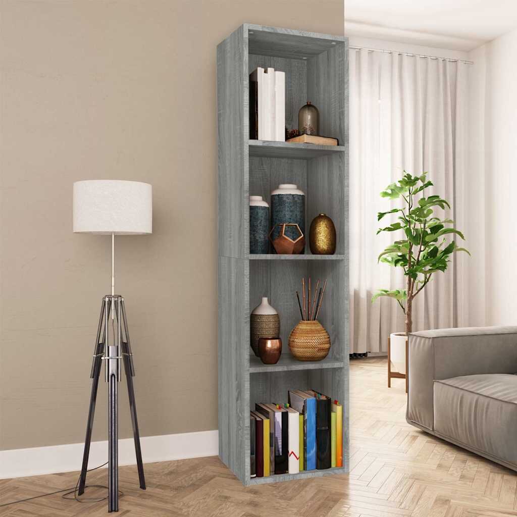 vidaXL Шкаф за книги/ТВ шкаф сив сонома 36x30x143 см инженерно дърво