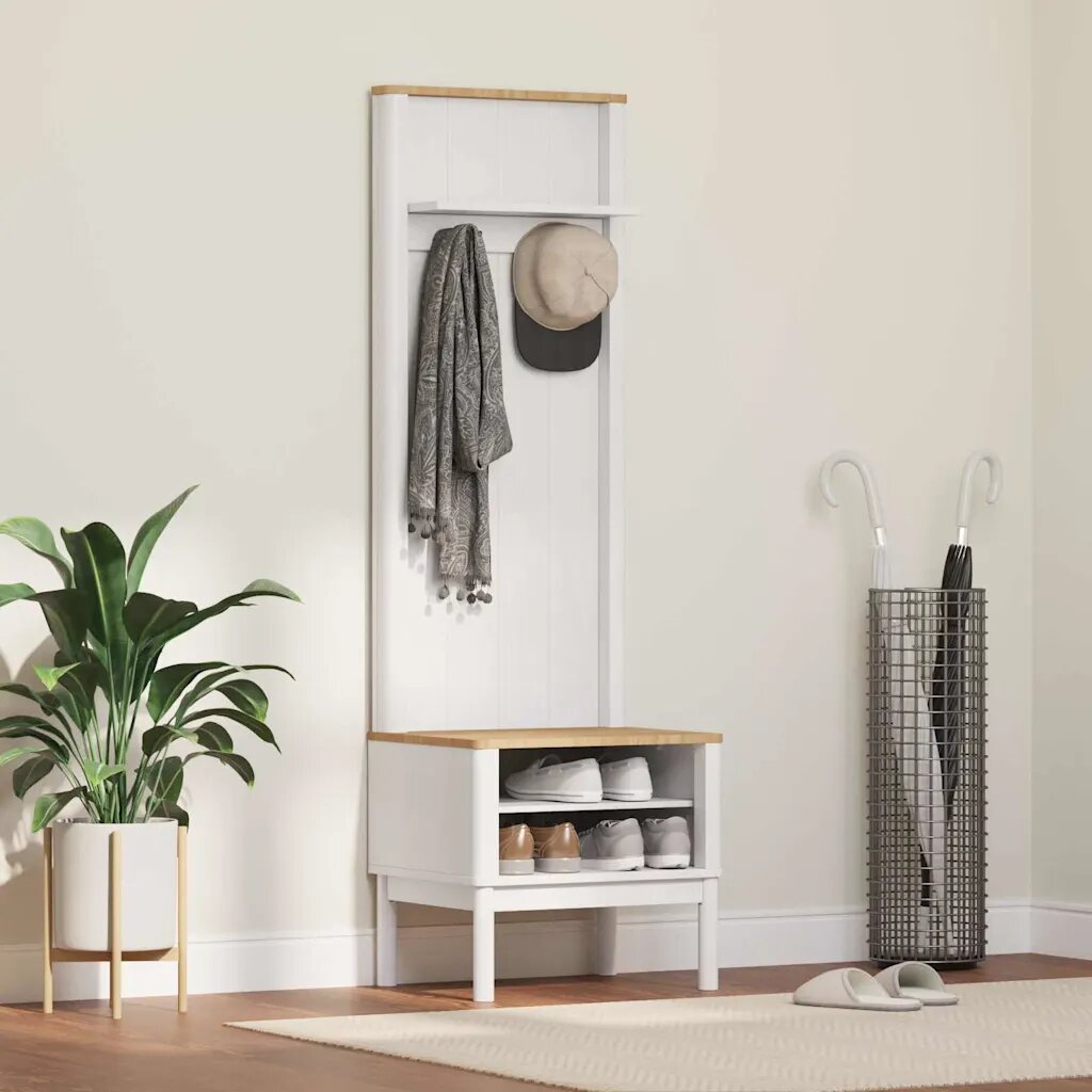 vidaXL Шкаф за коридор FLORO Бяло 50 x 40 x 158 см Солиден бор