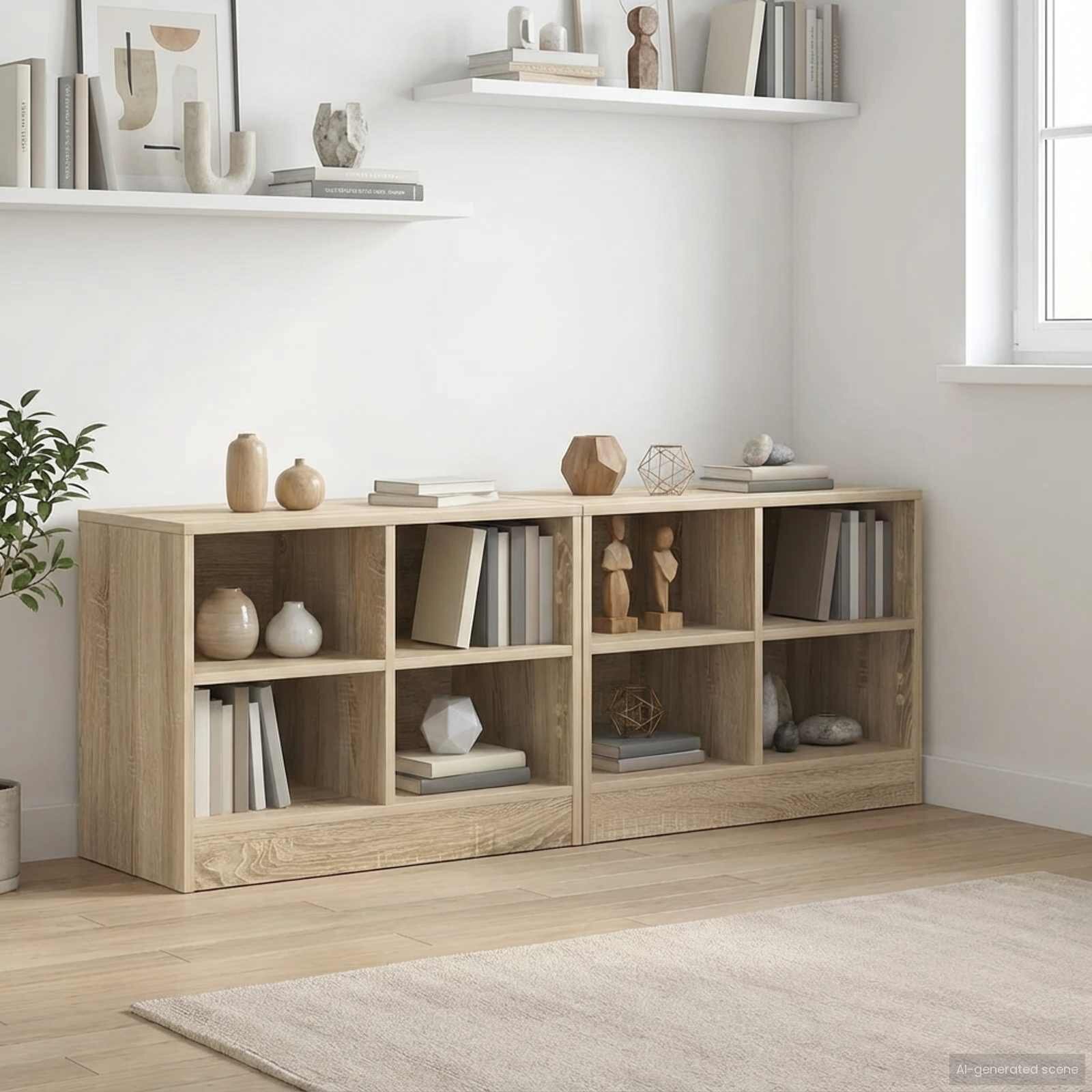 vidaXL Шкаф за легло с рафт 2 бр. Дъб сонома 66 x 33 x 48 см