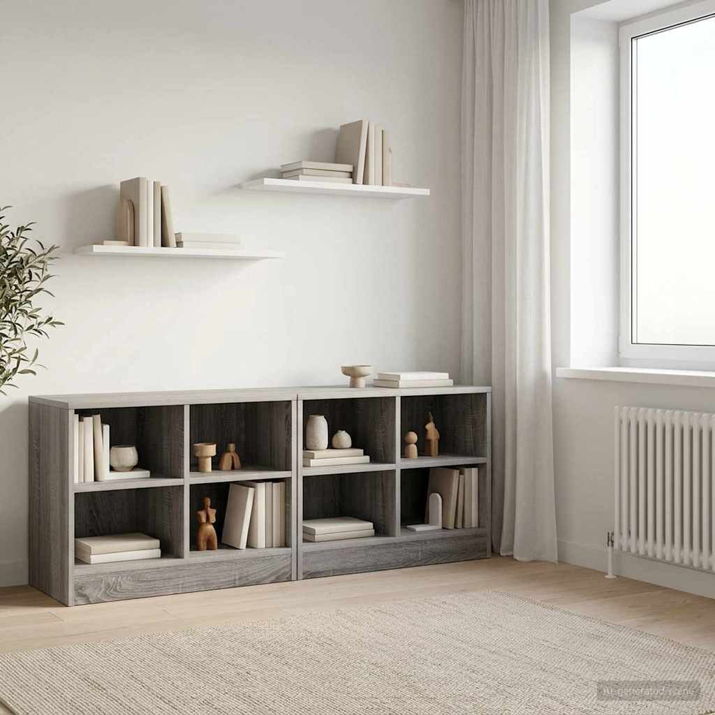 vidaXL Шкаф за легло с рафт 2 бр. Сив Сонома 66 x 33 x 48 см