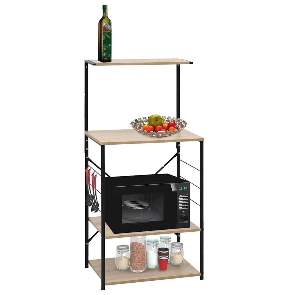 vidaXL Шкаф за микровълнова черно и дъб 60x396x123 см инженерно дърво