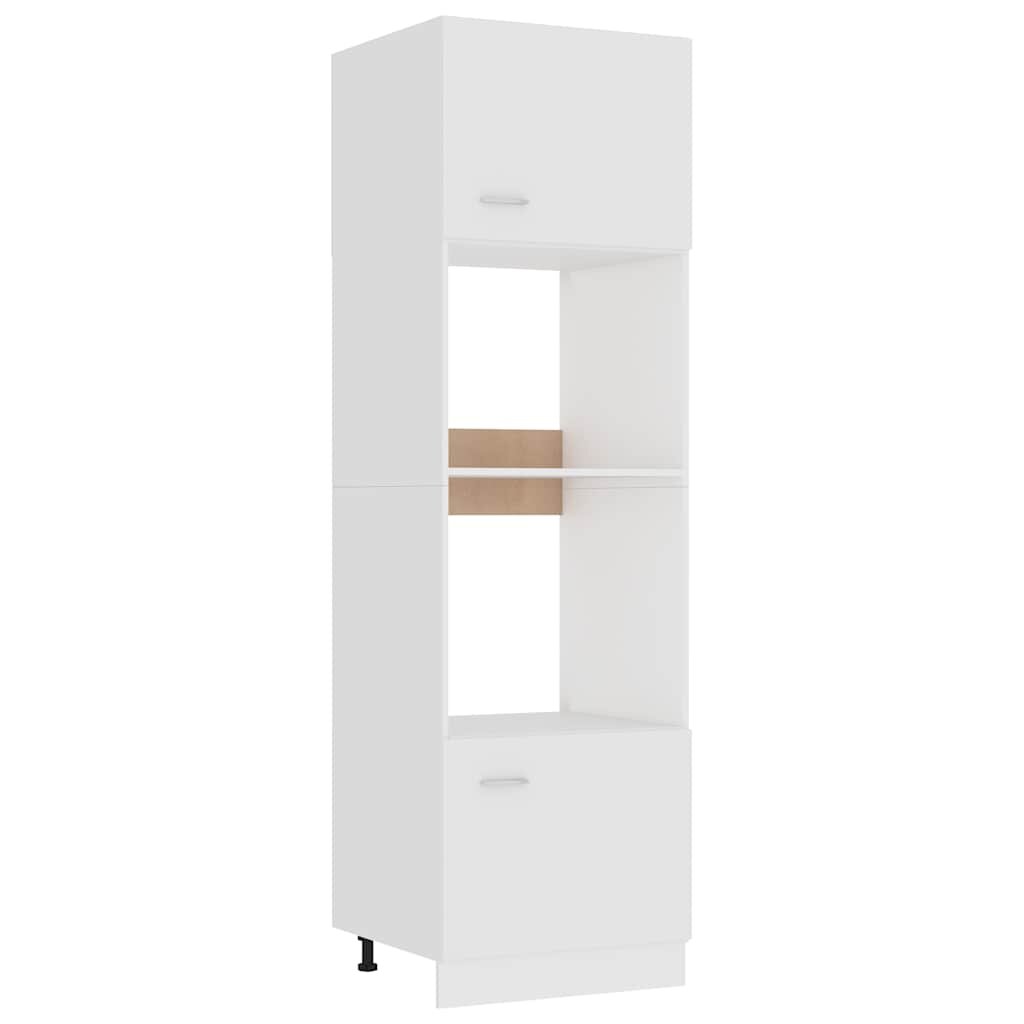 vidaXL Шкаф за микровълнова фурна "Lyon" бял 60x57x207 см инженерно дърво
