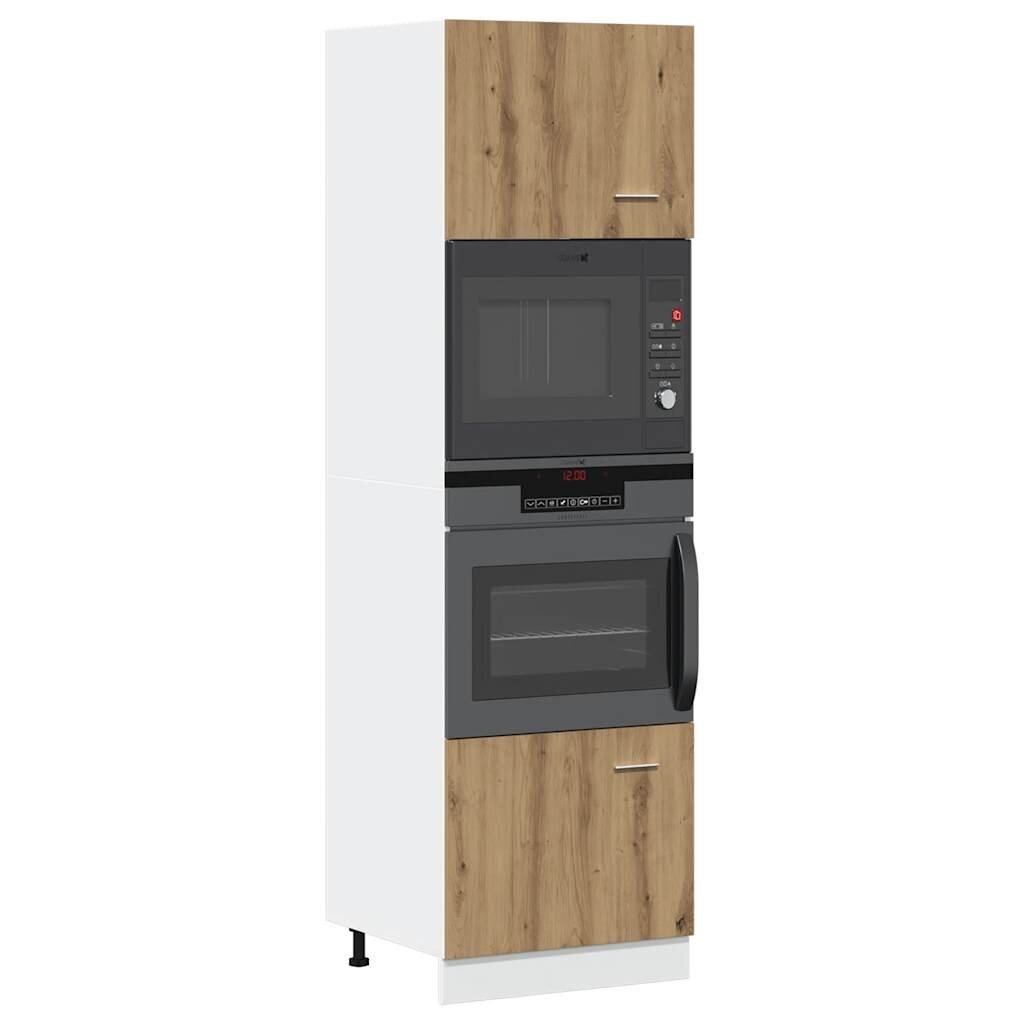 vidaXL Шкаф за микровълнова фурна "Lyon" дъб Artisan 60x57x207 см инженерно дърво