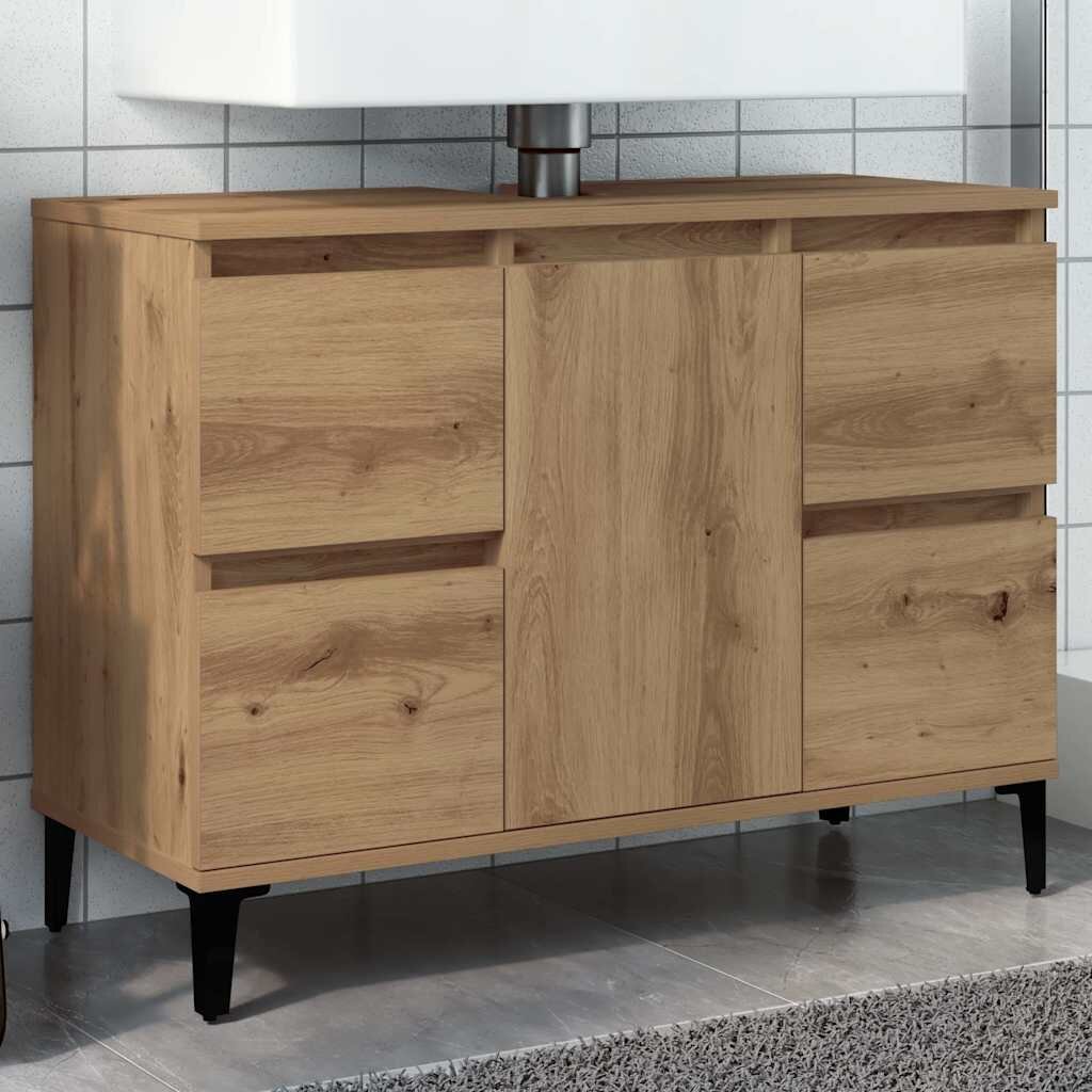 vidaXL Шкаф за мивка Artisan Oak 80x33x60 cm Инженерна дървесина