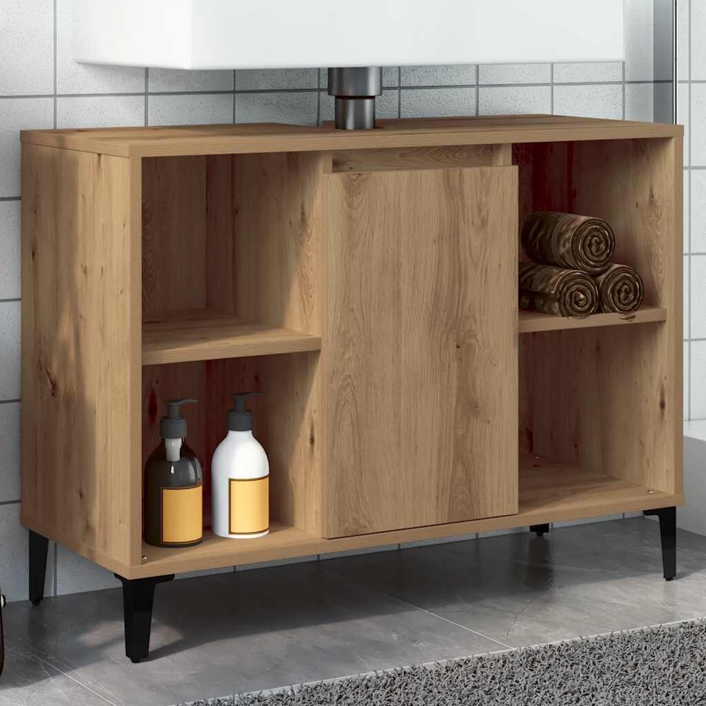 vidaXL Шкаф за мивка Artisan Oak 80x33x60 cm Инженерна дървесина