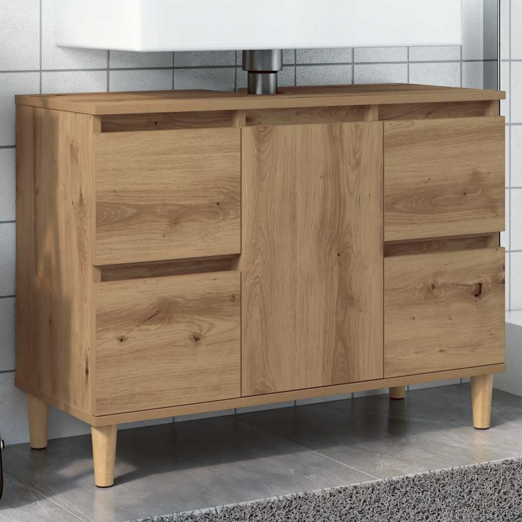 vidaXL Шкаф за мивка Artisan Oak 80x33x60 cm Инженерна дървесина