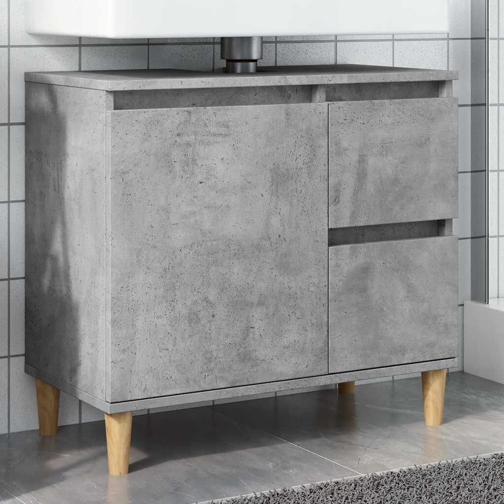 vidaXL Шкаф за мивка бетонно сив 65x33x60 см инженерно дърво