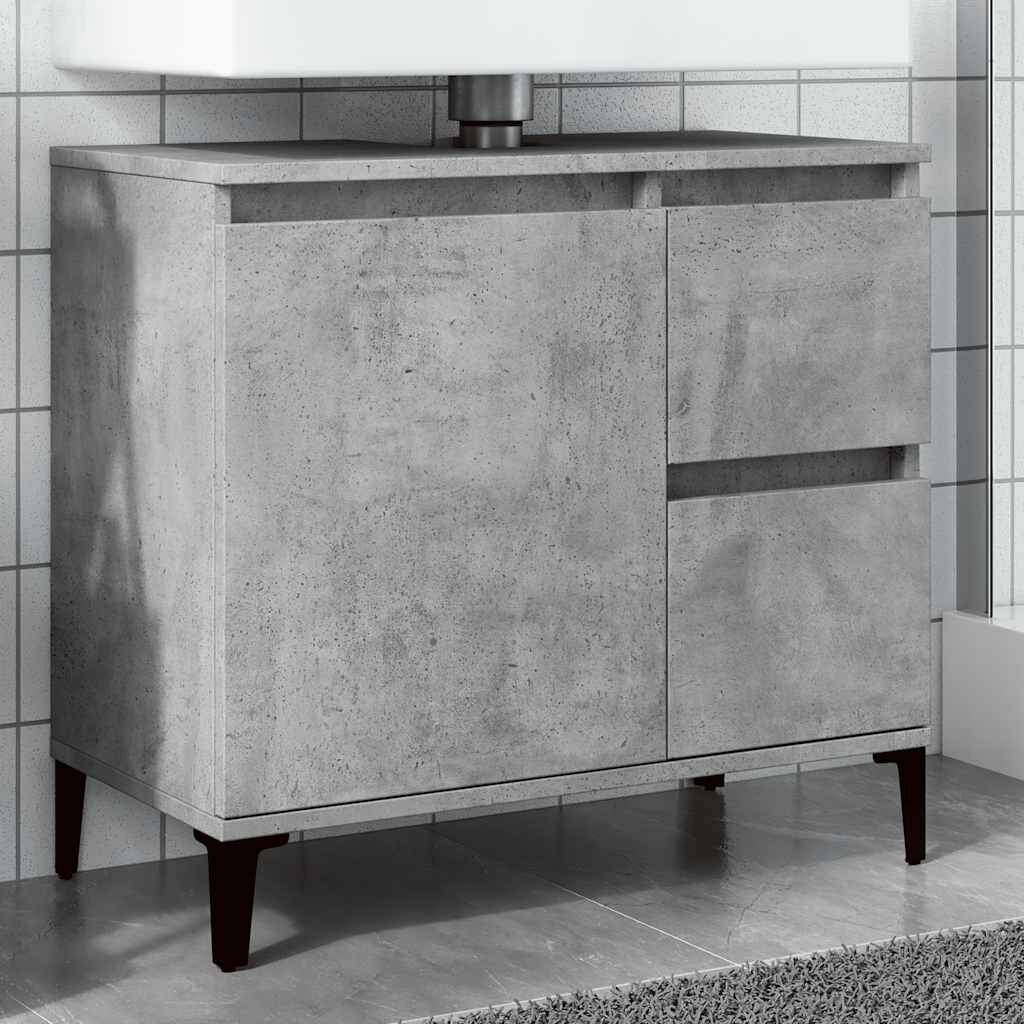 vidaXL Шкаф за мивка бетонно сив 65x33x60 см инженерно дърво