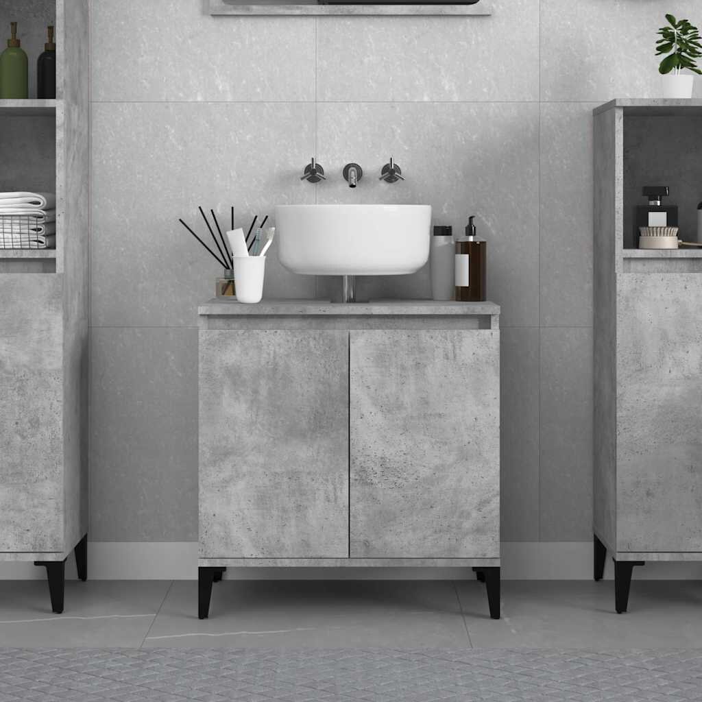 vidaXL Шкаф за мивка бетонно сиво 58x33x60 см инженерно дърво