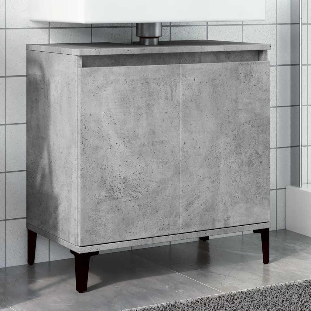 vidaXL Шкаф за мивка бетонно сиво 58x33x60 см инженерно дърво