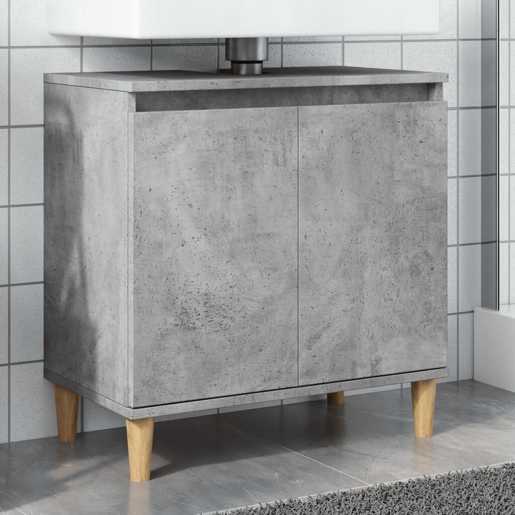 vidaXL Шкаф за мивка бетонно сиво 58x33x60 см инженерно дърво