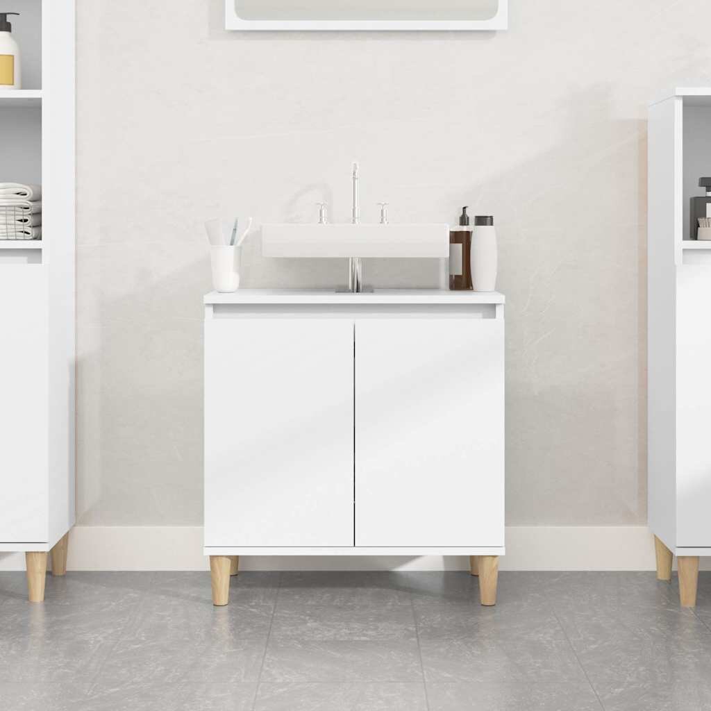 vidaXL Шкаф за мивка бял 58x33x60 см инженерно дърво