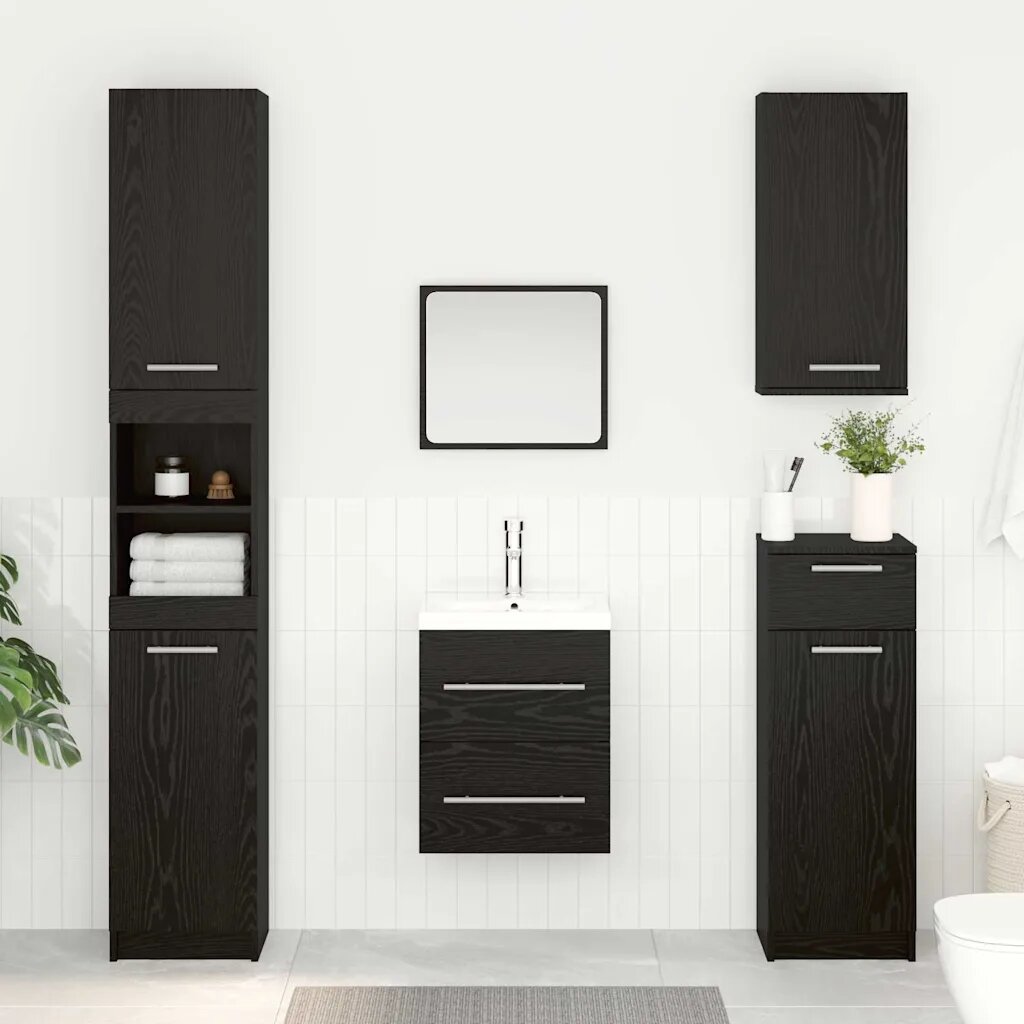 vidaXL Шкаф за мивка Черния дъб 385 x 41 x 48 см Инженерна дървесина