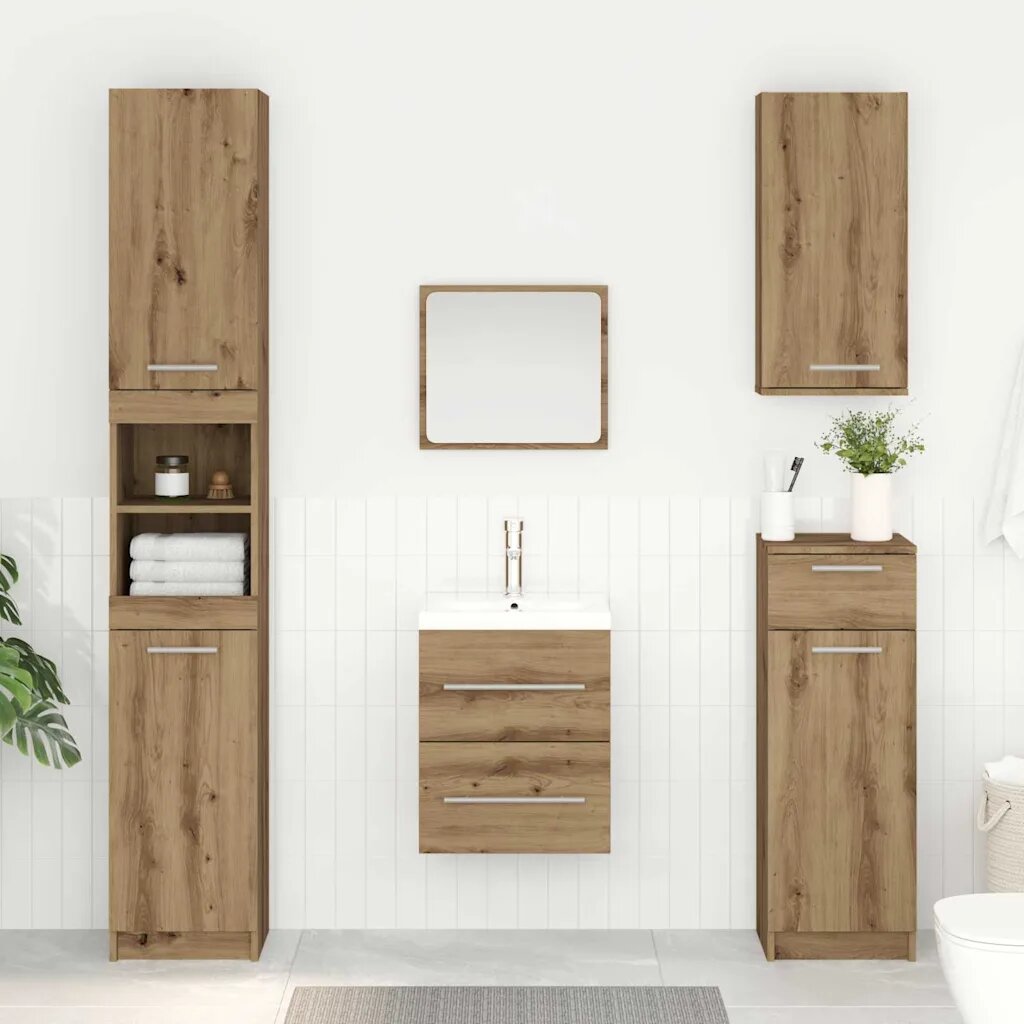 vidaXL Шкаф за мивка Дъб 385 x 41 x 48 см Инженерна дървесина