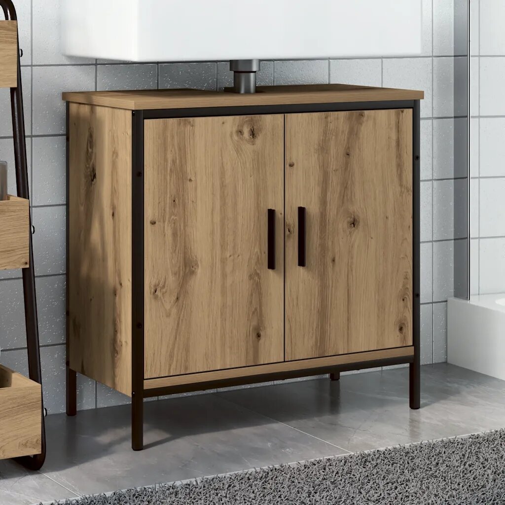 vidaXL Шкаф за мивка дъб артизан 60x30x60 см инженерно дърво