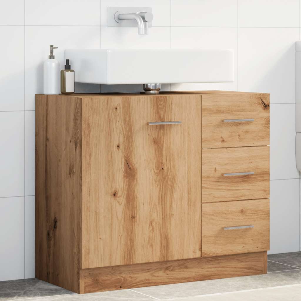 vidaXL Шкаф за мивка дъб артизан 63x30x54 см инженерно дърво